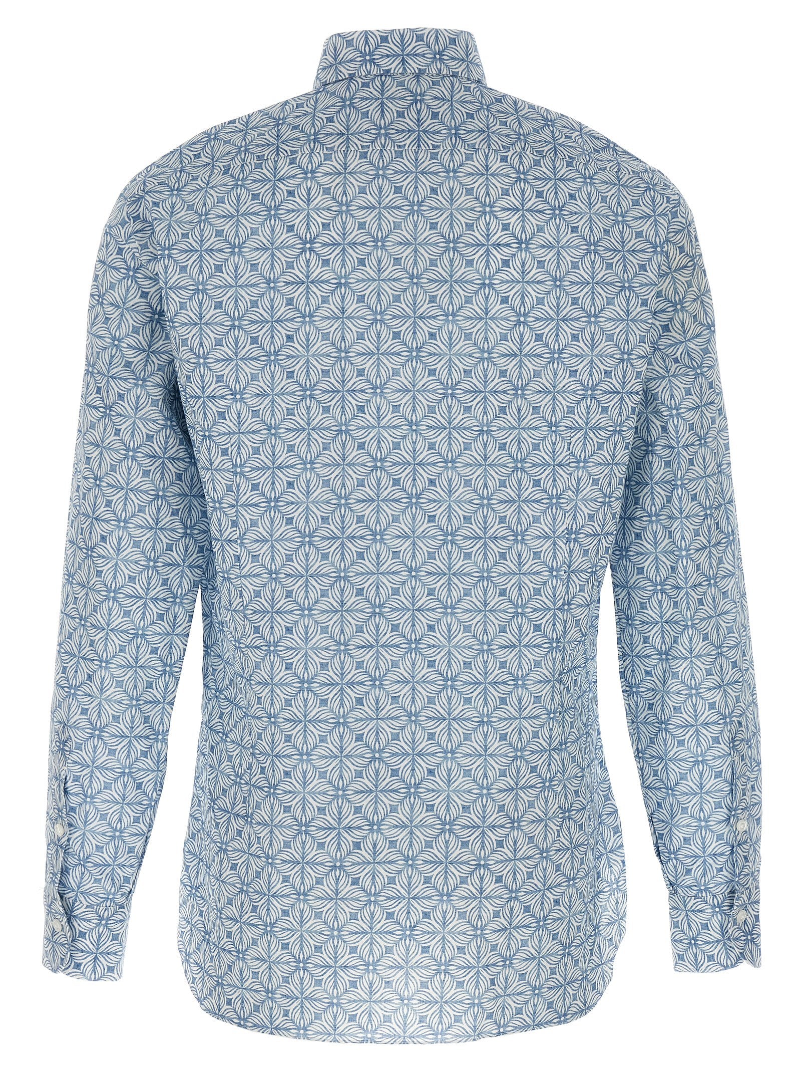 Barba Vintage Floral Print Shirt — Blue, view 2