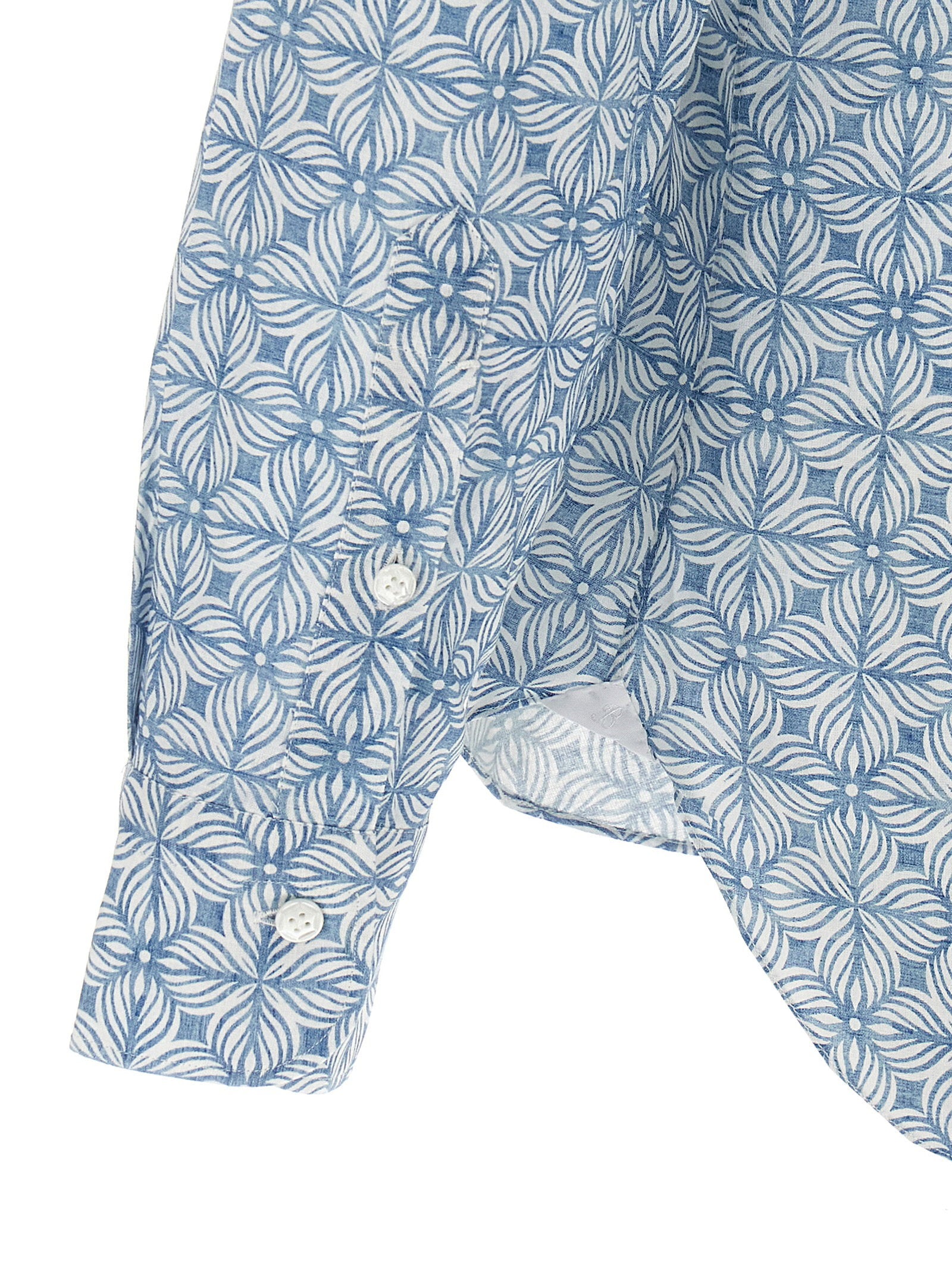 Barba Vintage Floral Print Shirt — Blue, view 4