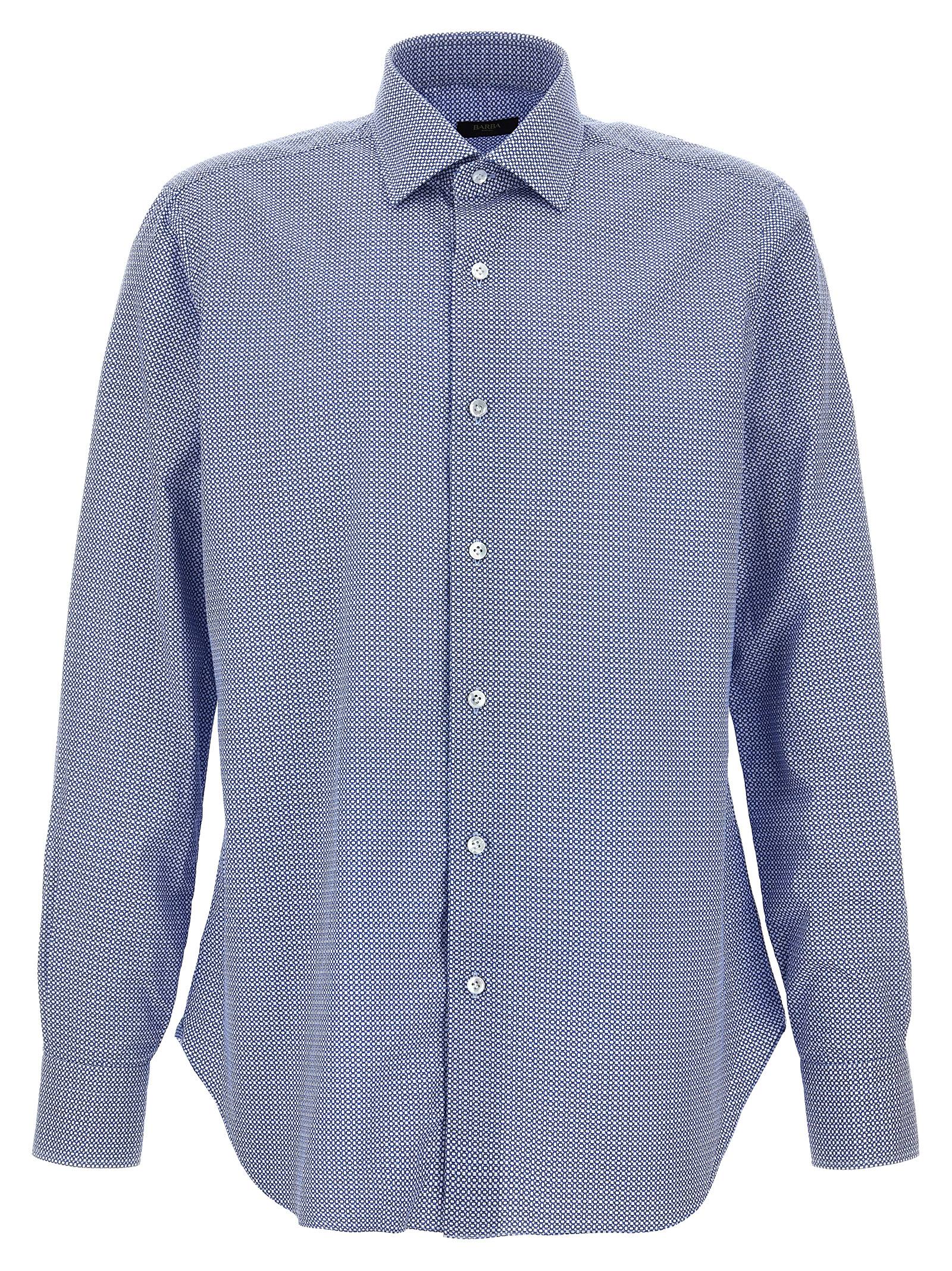 Barba Patterned Cotton Shirt — Blue by Barba