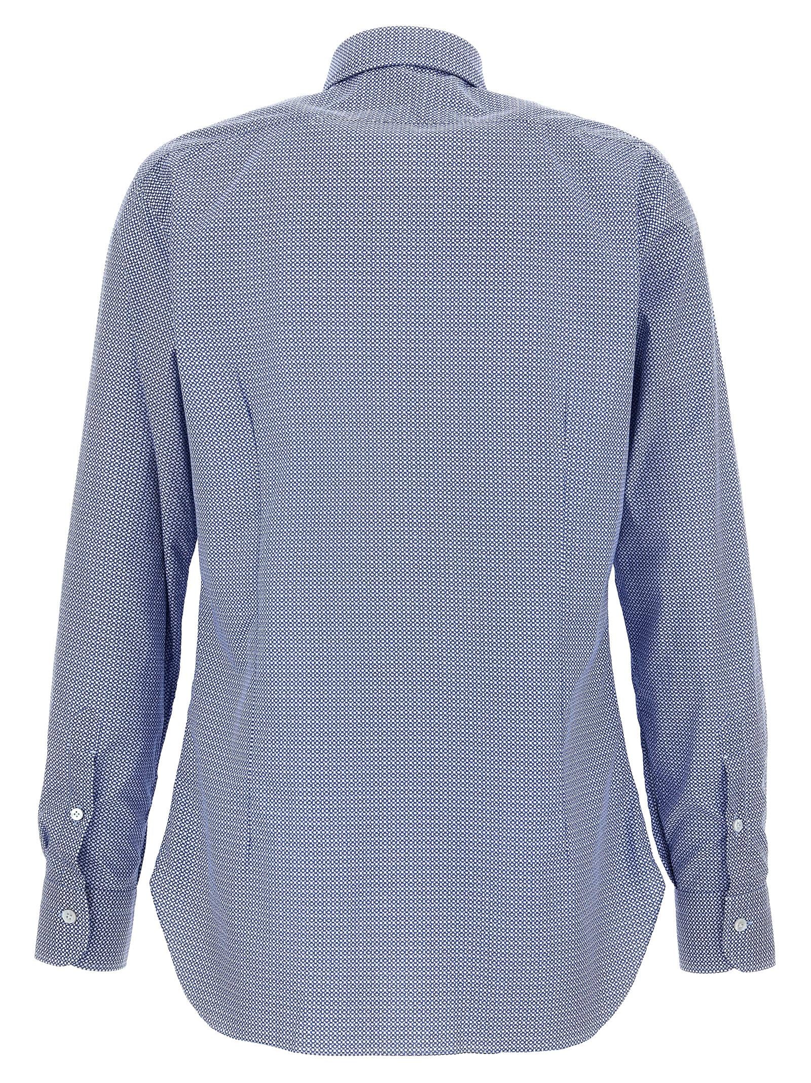 Barba Patterned Cotton Shirt — Blue, view 2