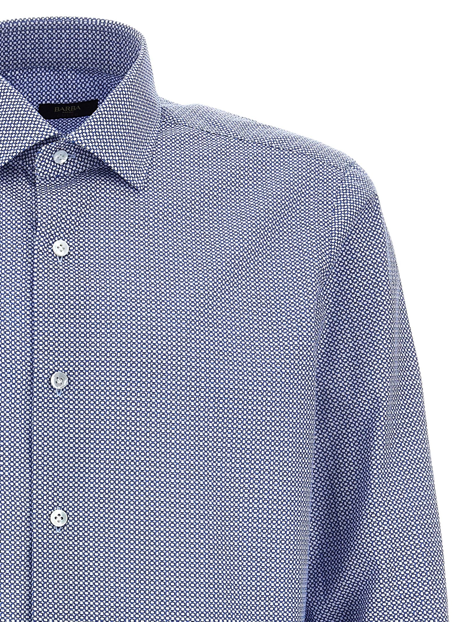 Barba Patterned Cotton Shirt — Blue, view 3