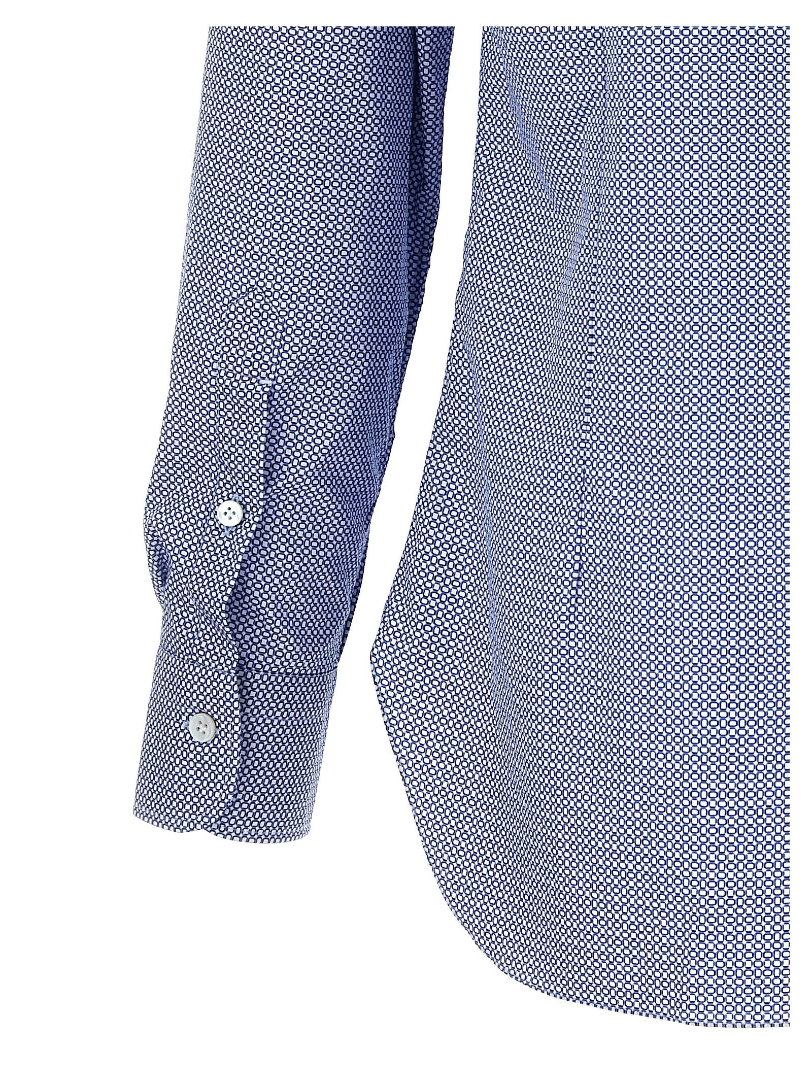 Barba Patterned Cotton Shirt — Blue, view 4