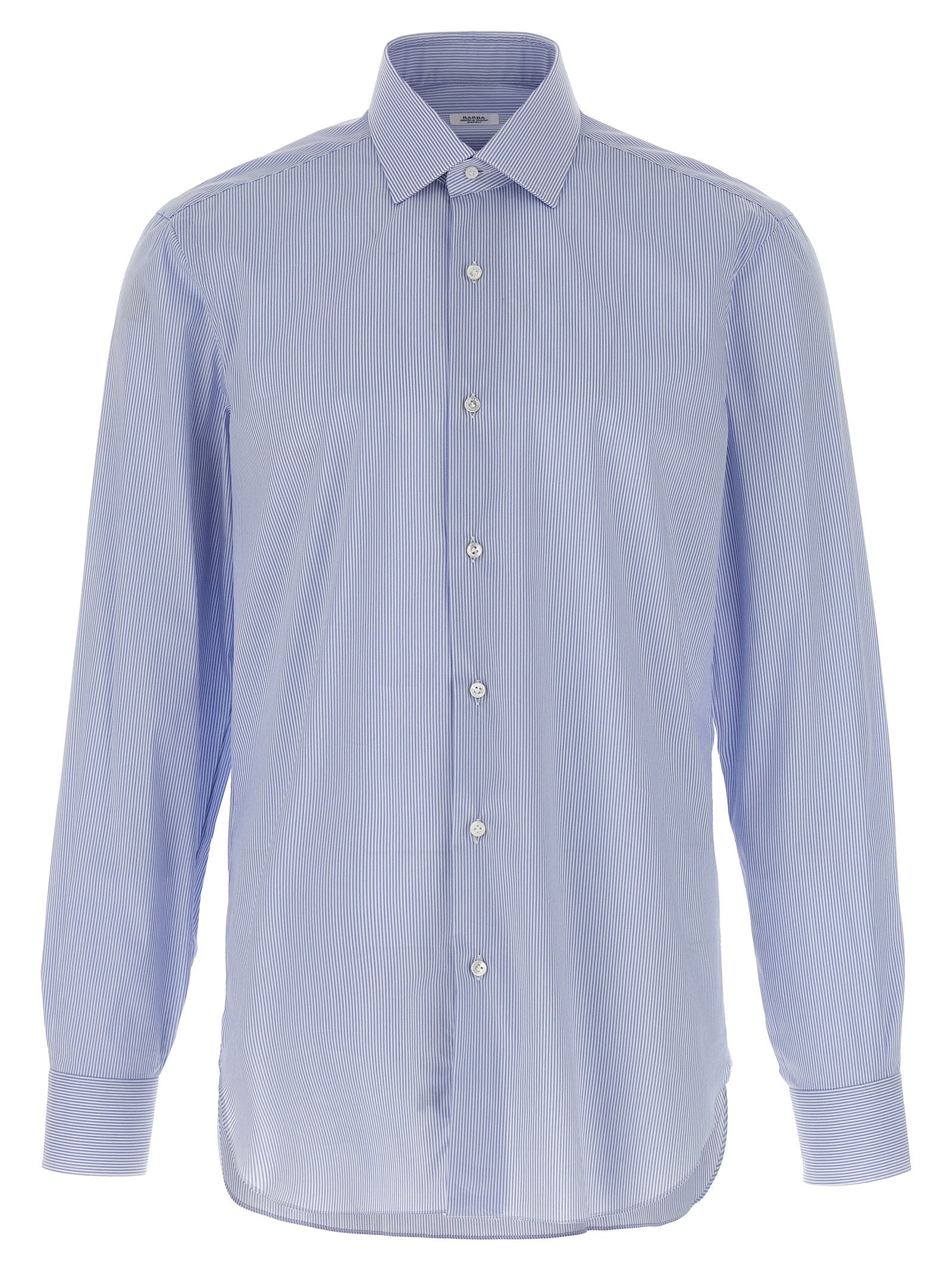 Barba Striped Cotton Poplin Shirt — Blue by Barba