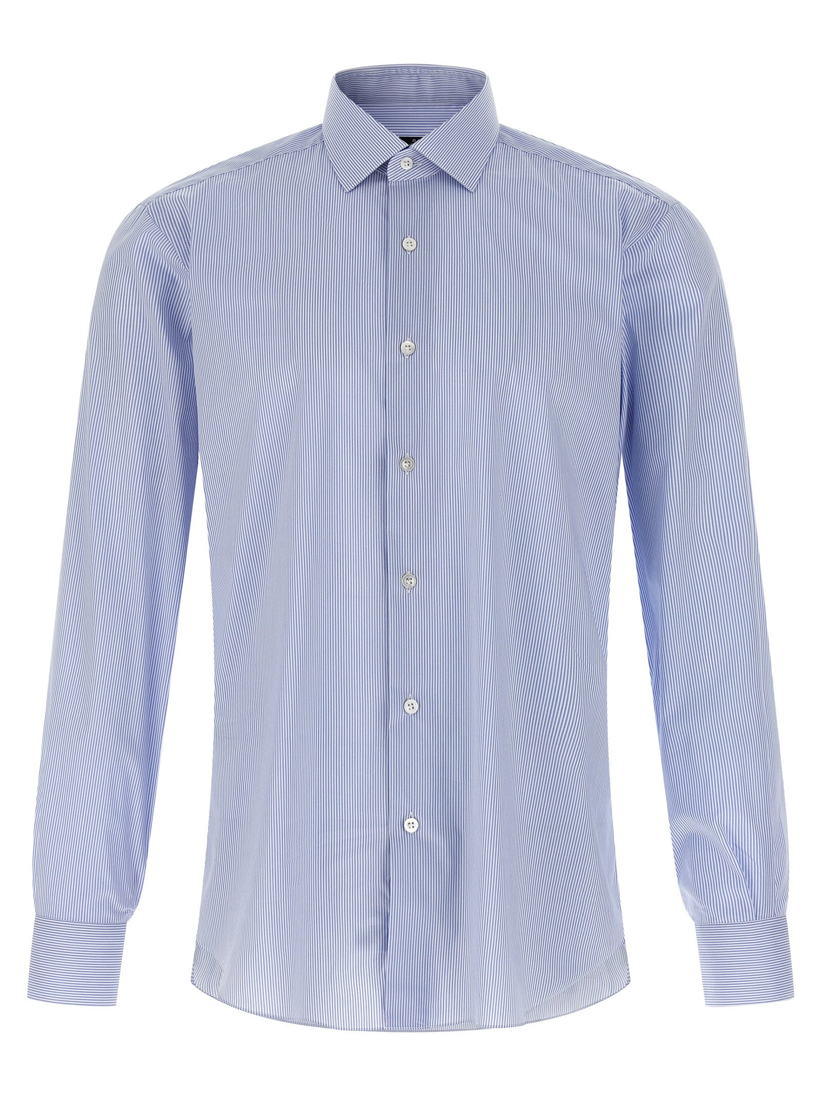 Barba Striped Cotton Poplin Shirt — Blue by Barba