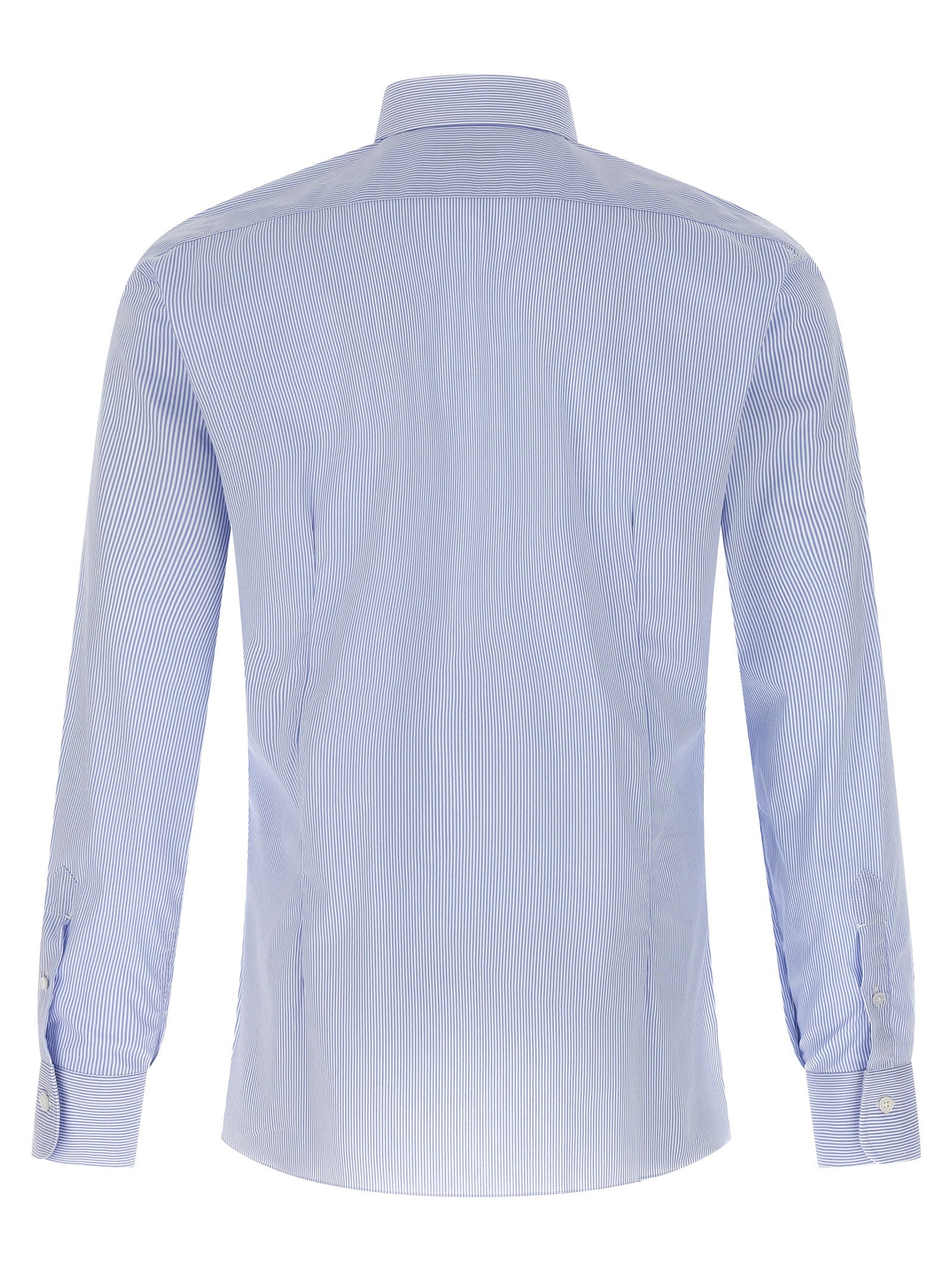 Barba Striped Cotton Poplin Shirt — Blue, view 2