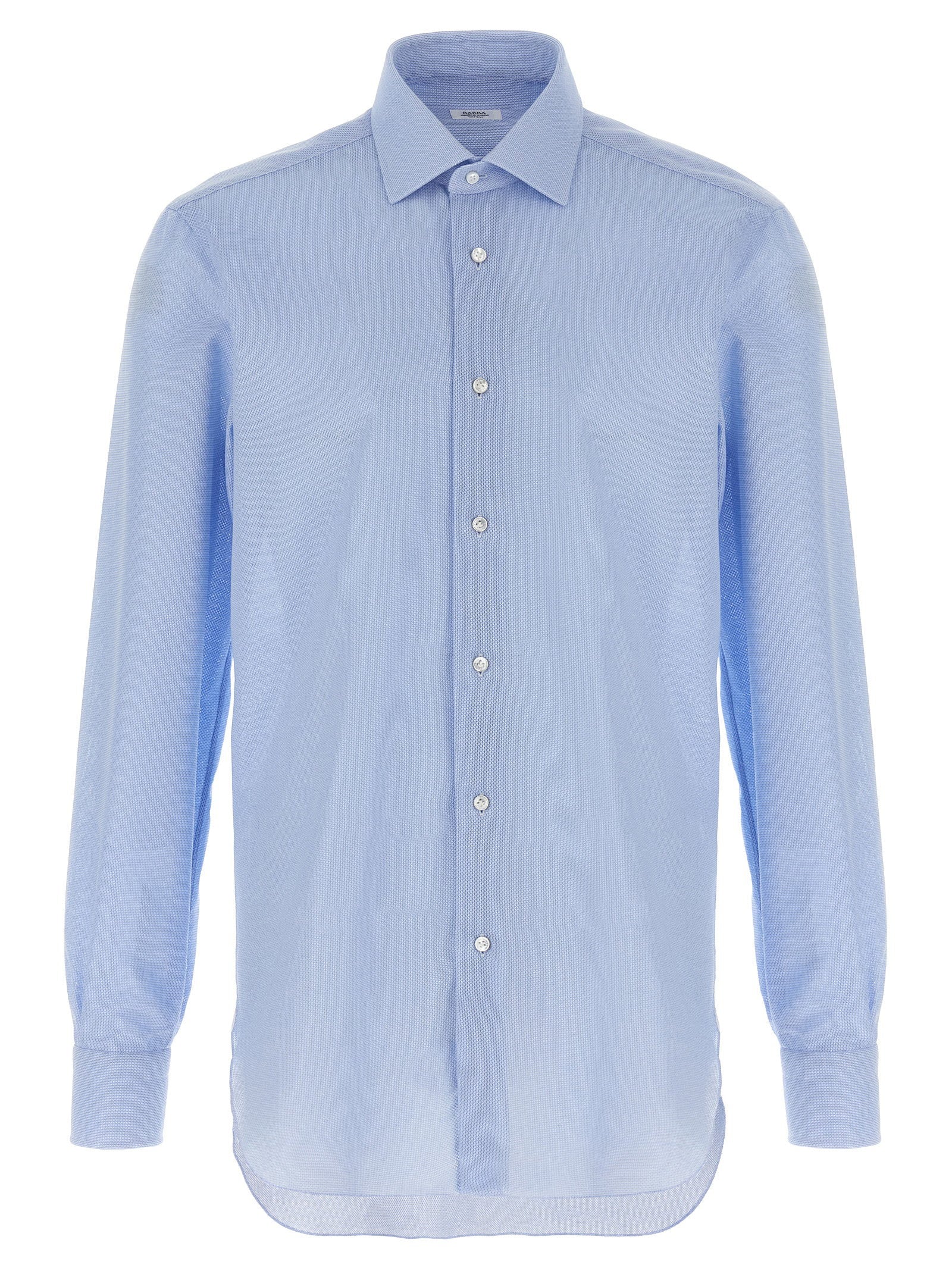 Barba Honeycomb Cotton Shirt — Light Blue by Barba