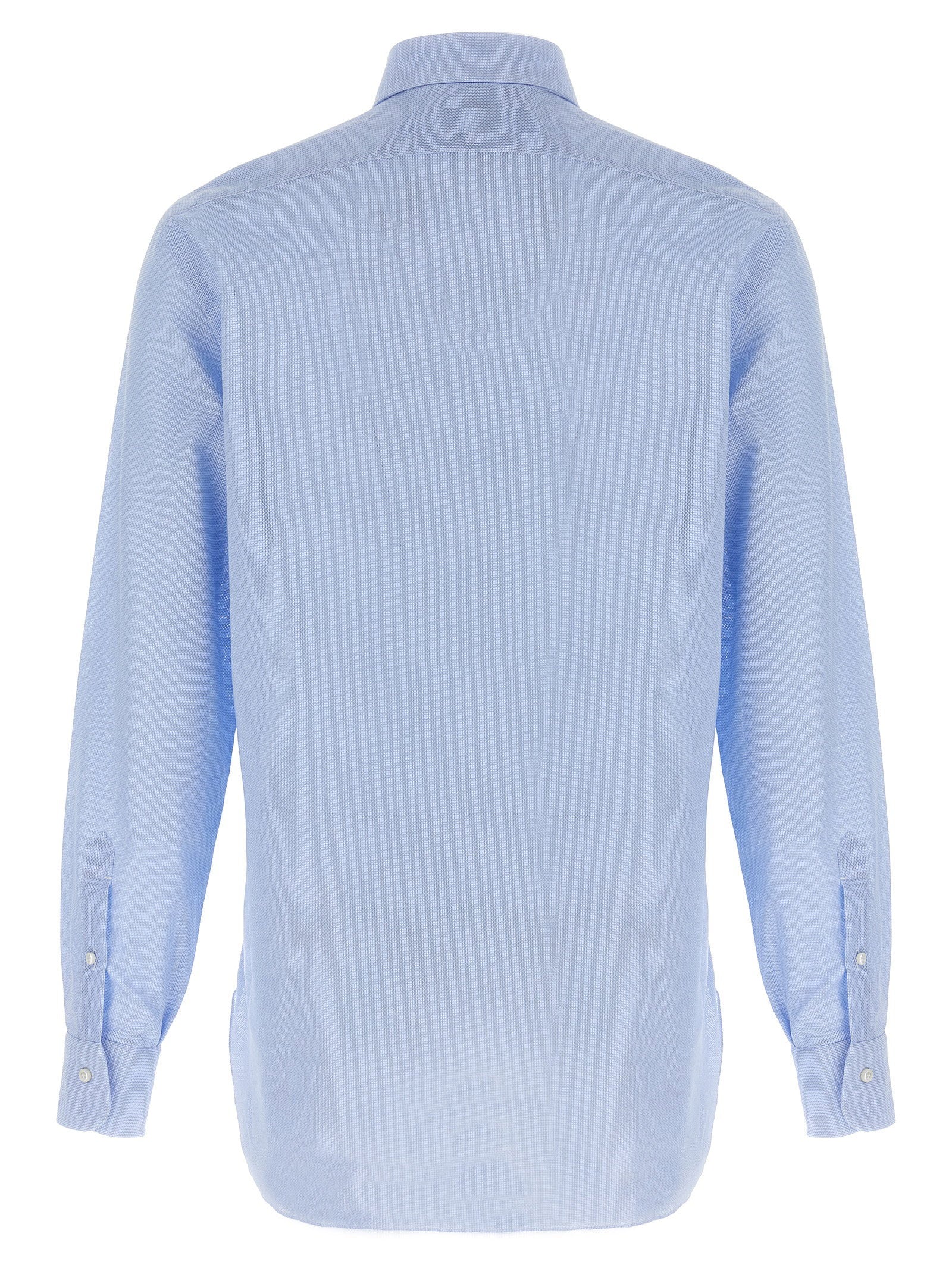 Barba Honeycomb Cotton Shirt — Light Blue, view 2