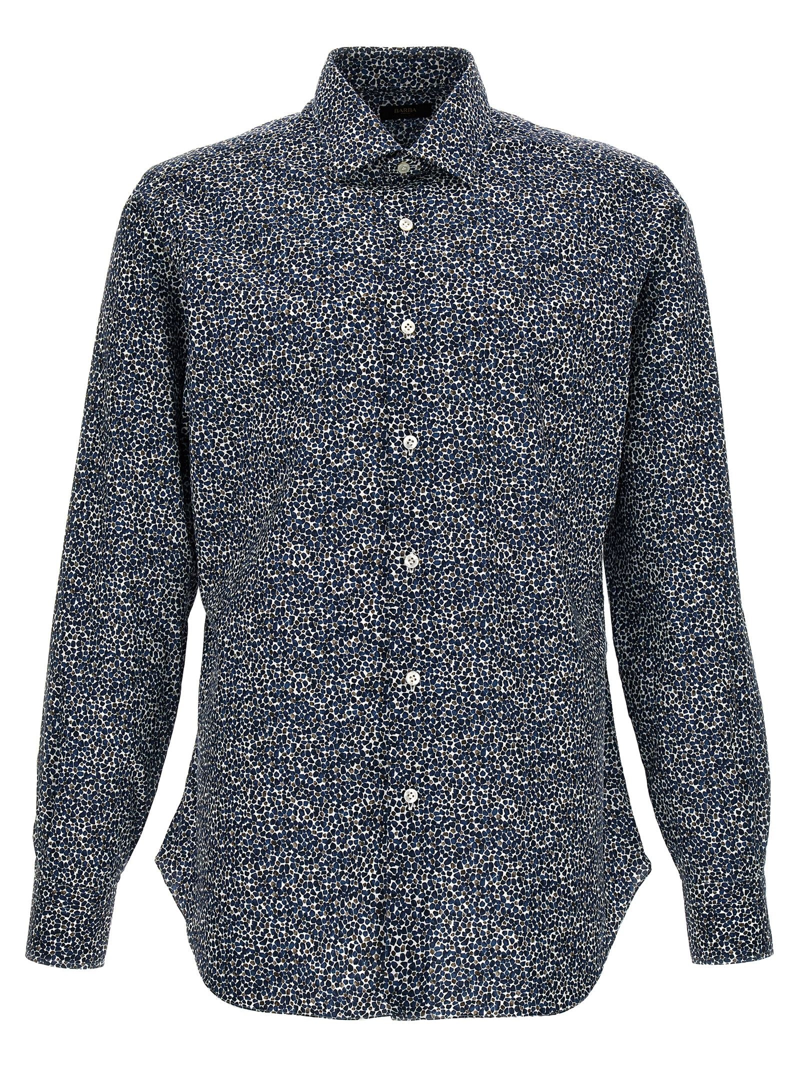 Barba Printed Cotton Shirt — Navy by Barba