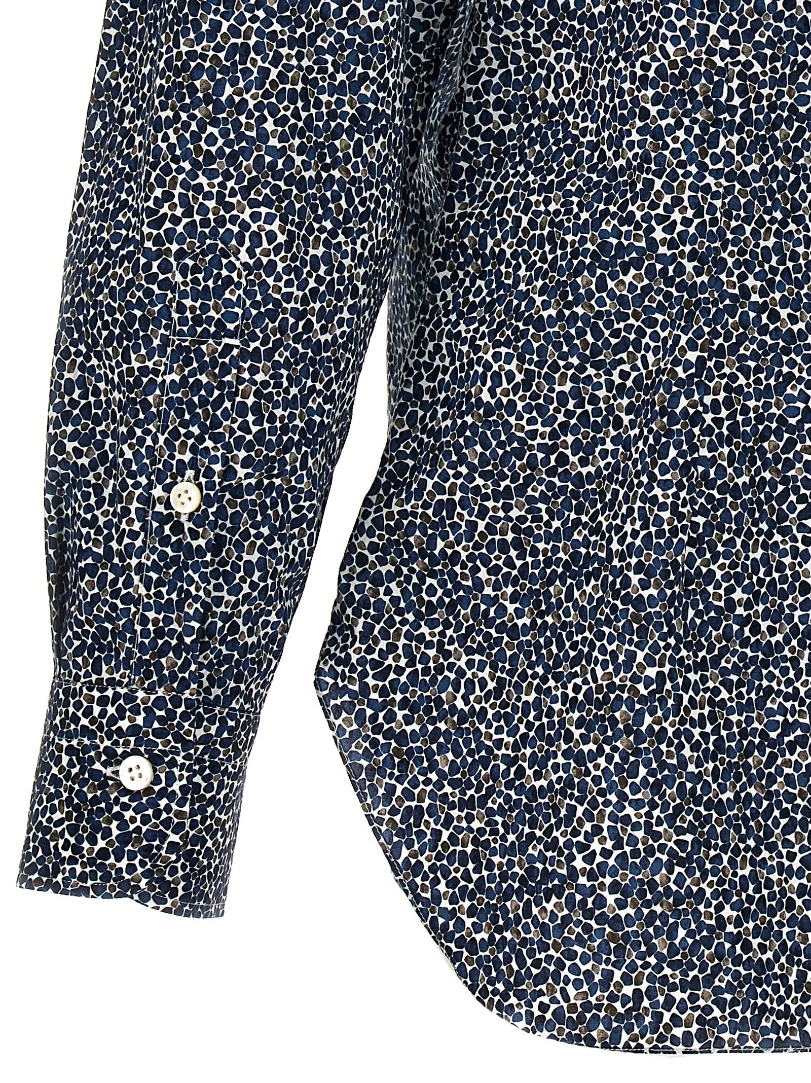 Barba Printed Cotton Shirt — Navy, view 4