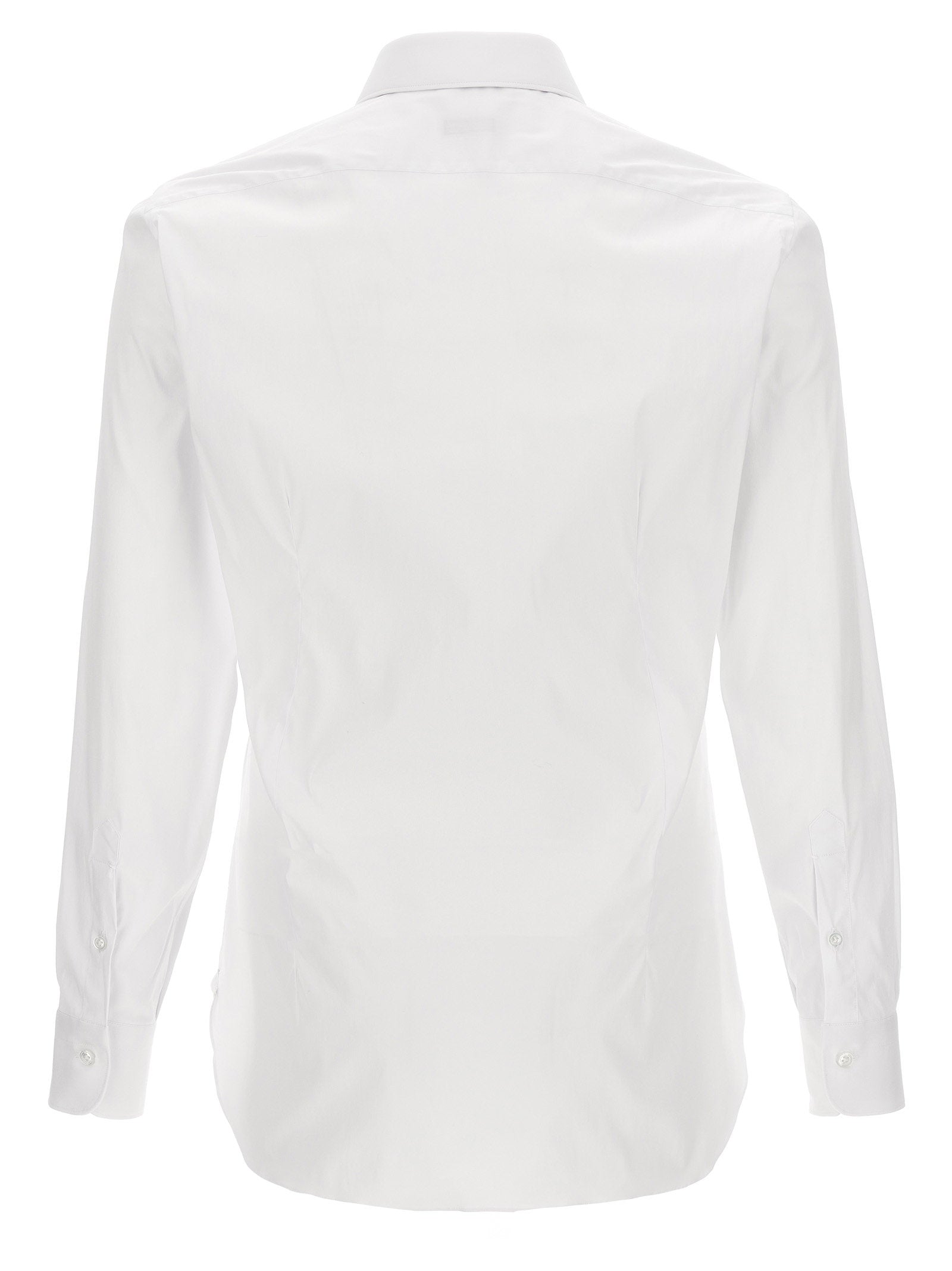 Barba Stretch Cotton Poplin Shirt — White, view 2