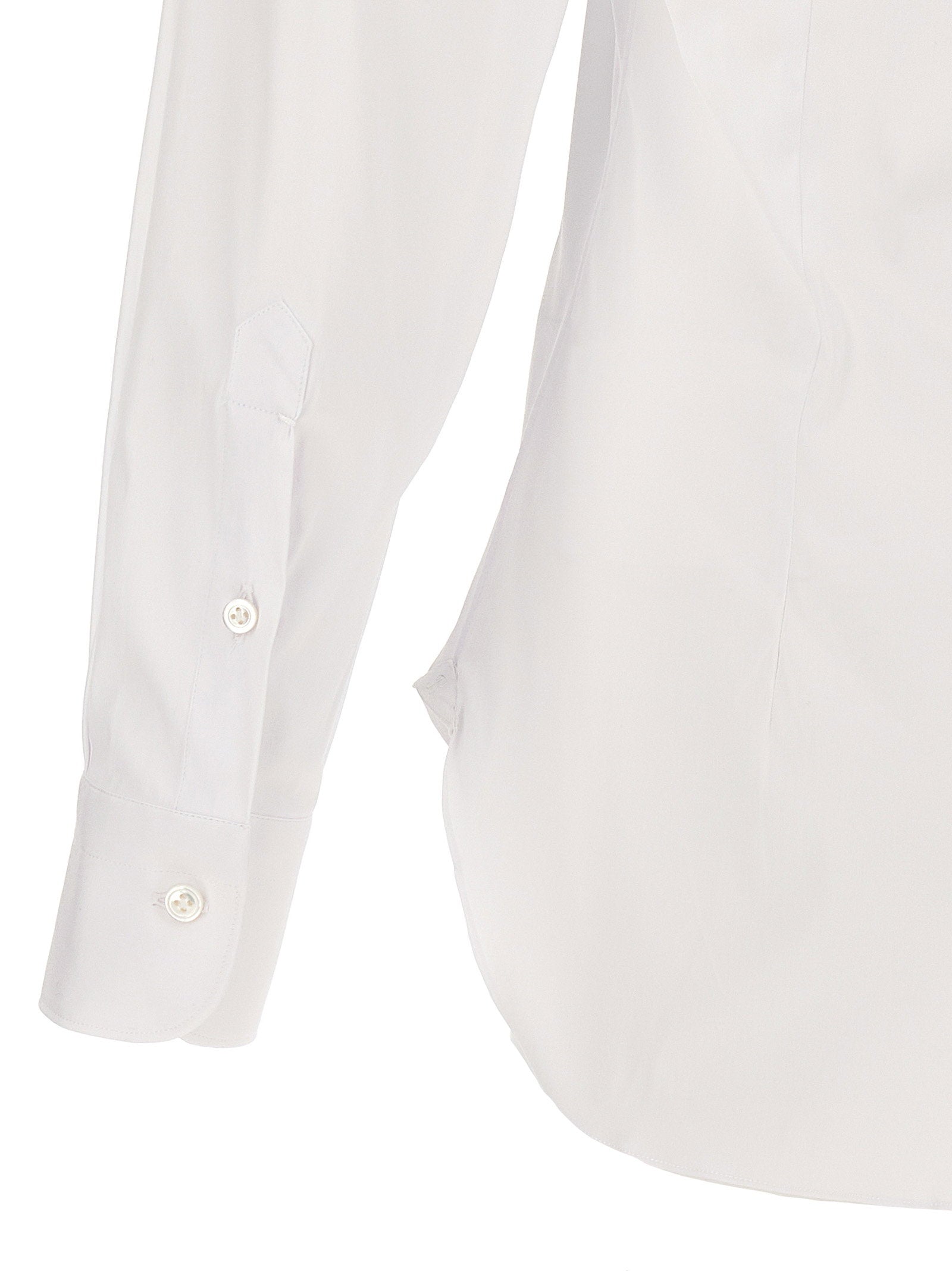 Barba Stretch Cotton Poplin Shirt — White, view 4