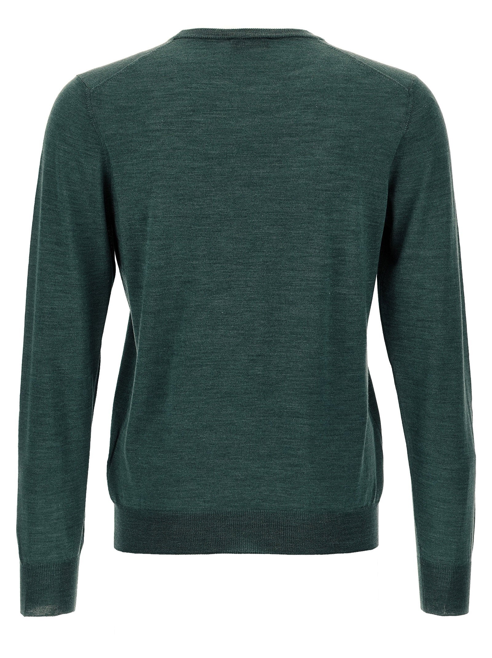Barba Wool and Silk Blend Sweater — Green, view 2