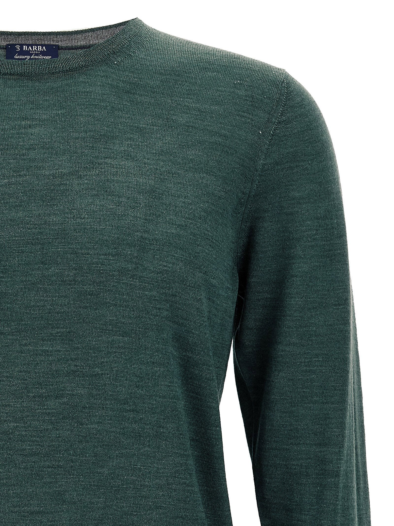 Barba Wool and Silk Blend Sweater — Green, view 3
