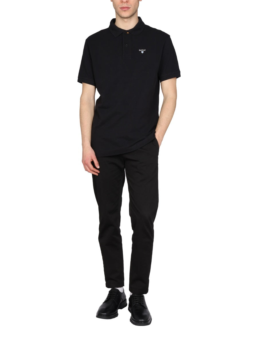 Barbour Cotton Regular Fit Polo Shirt — Black, view 2
