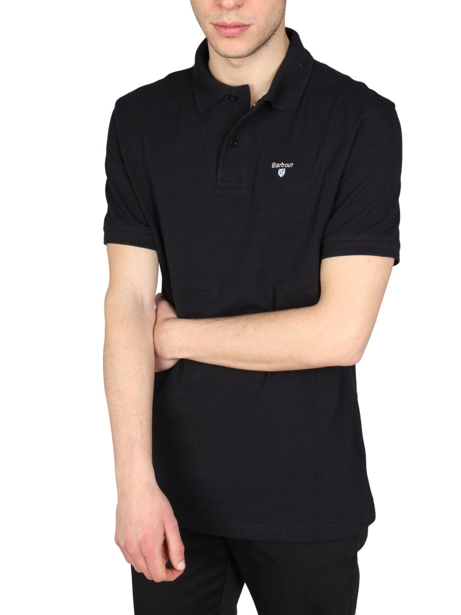 Barbour Cotton Regular Fit Polo Shirt — Black, view 4