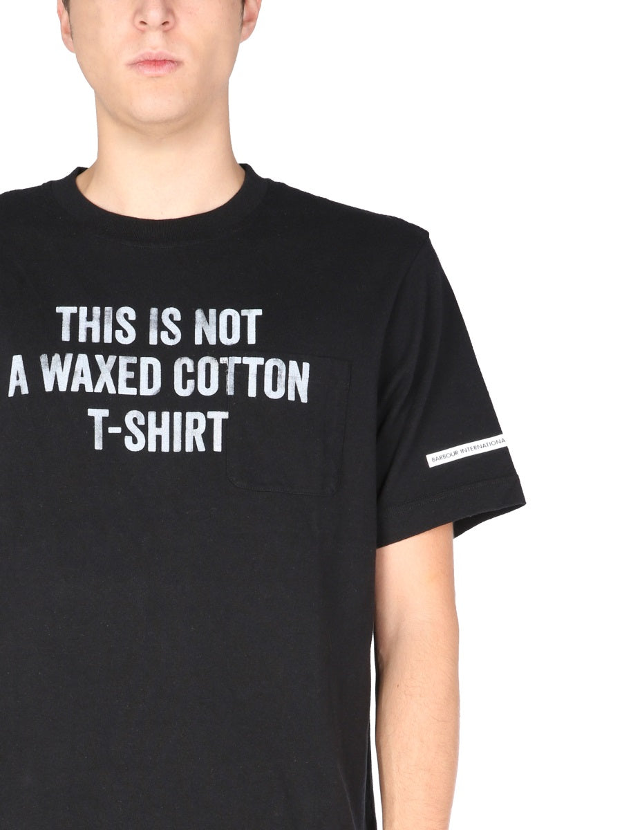Barbour Printed Cotton T-Shirt — Black, view 3