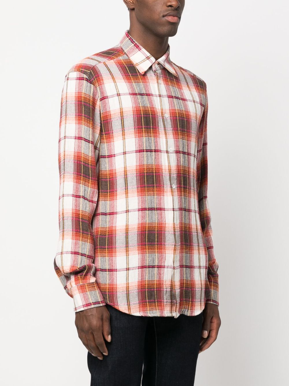 Barena Plaid Cotton Blend Shirt — Pink, view 2