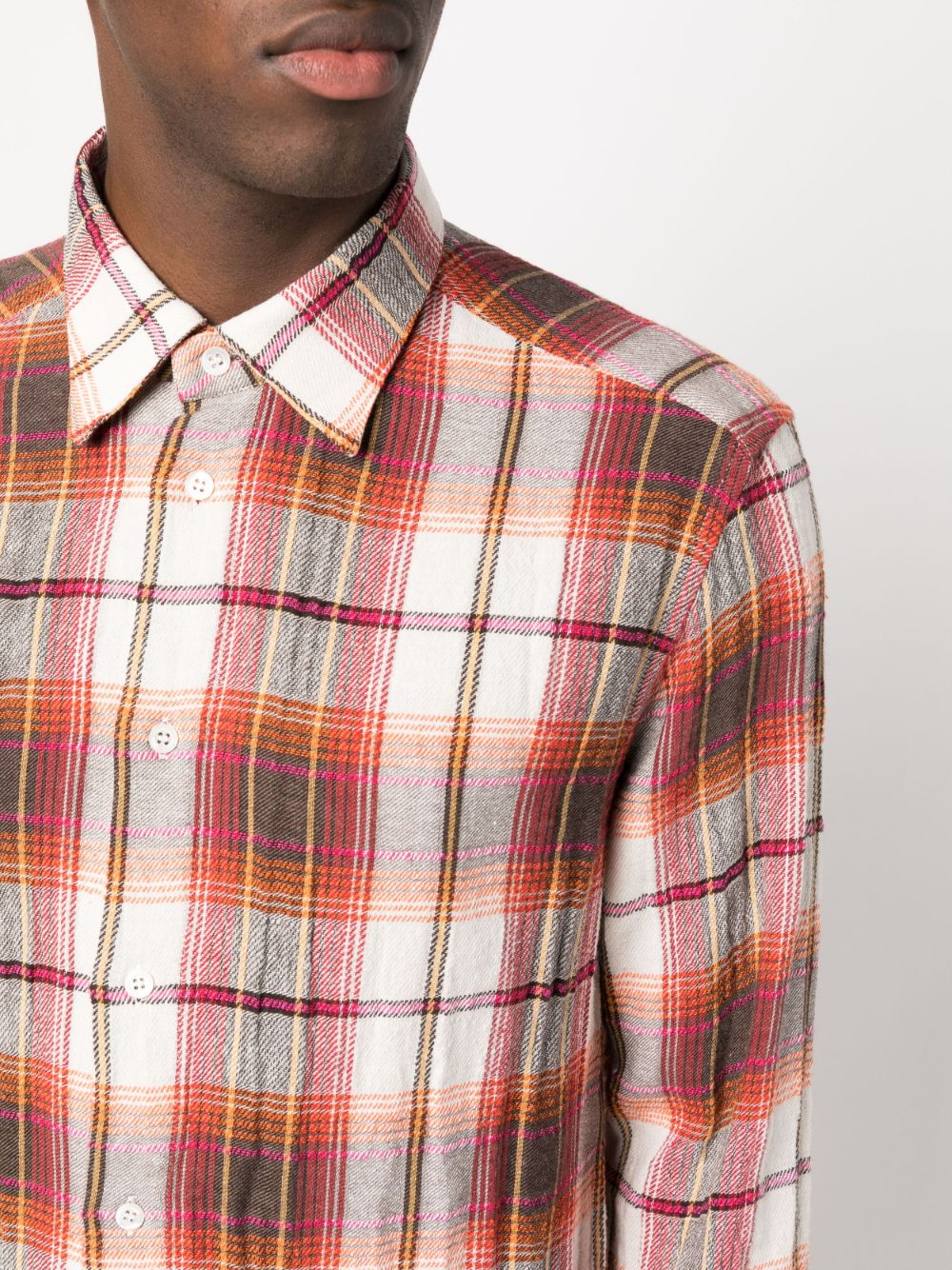 Barena Plaid Cotton Blend Shirt — Pink, view 4