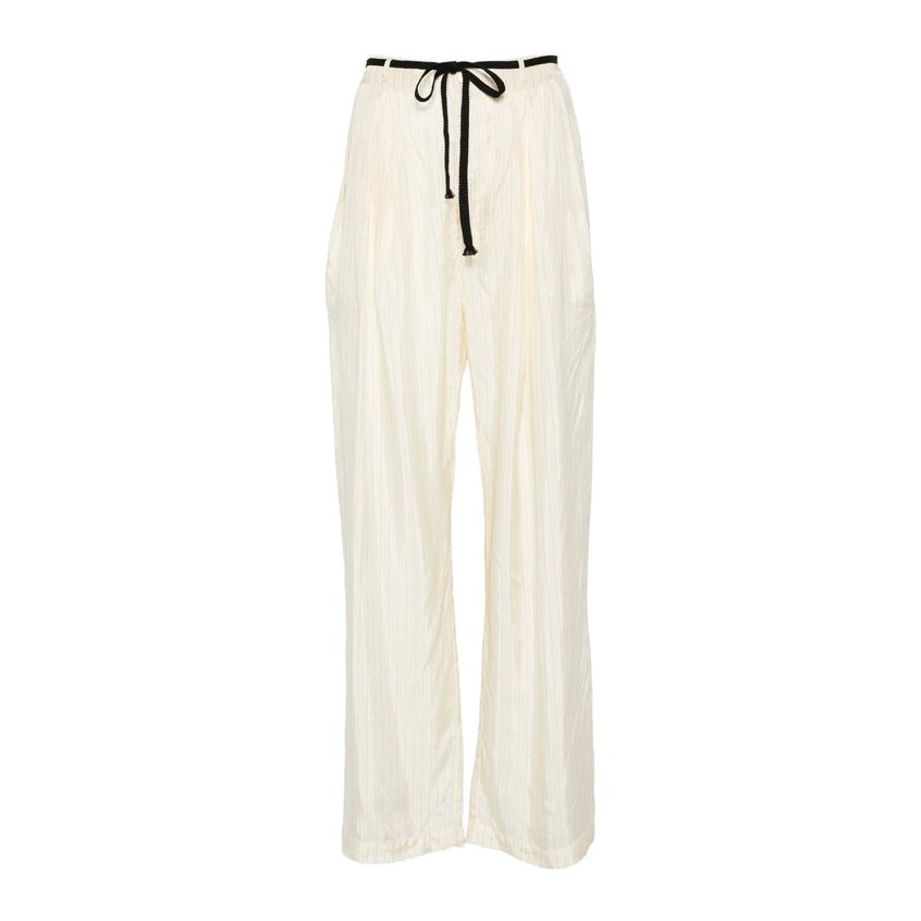 Barena Striped Viscose Trousers — Yellow by Barena