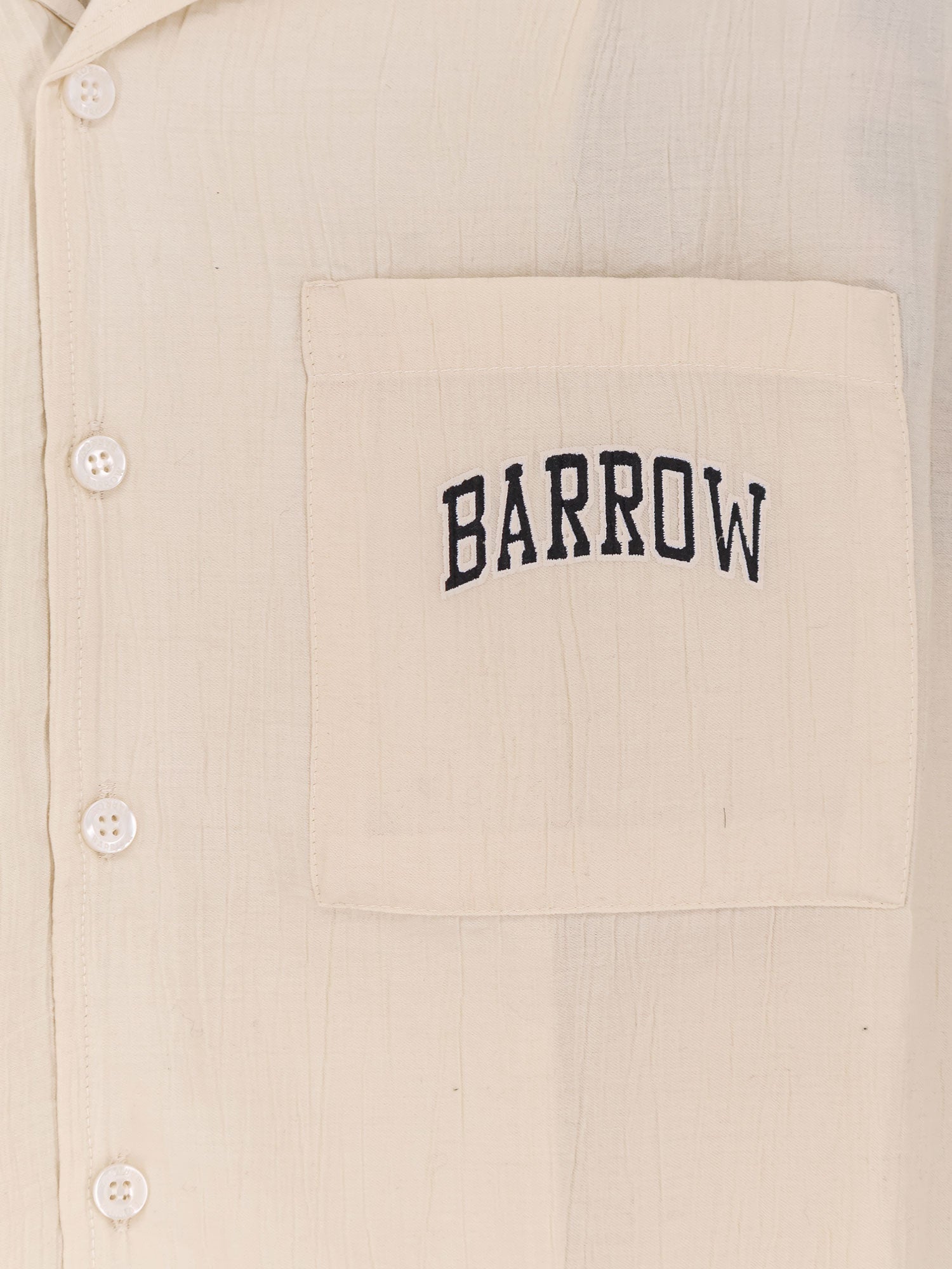 Barrow Logo-Embroidered Viscose Shirt — Beige, view 3