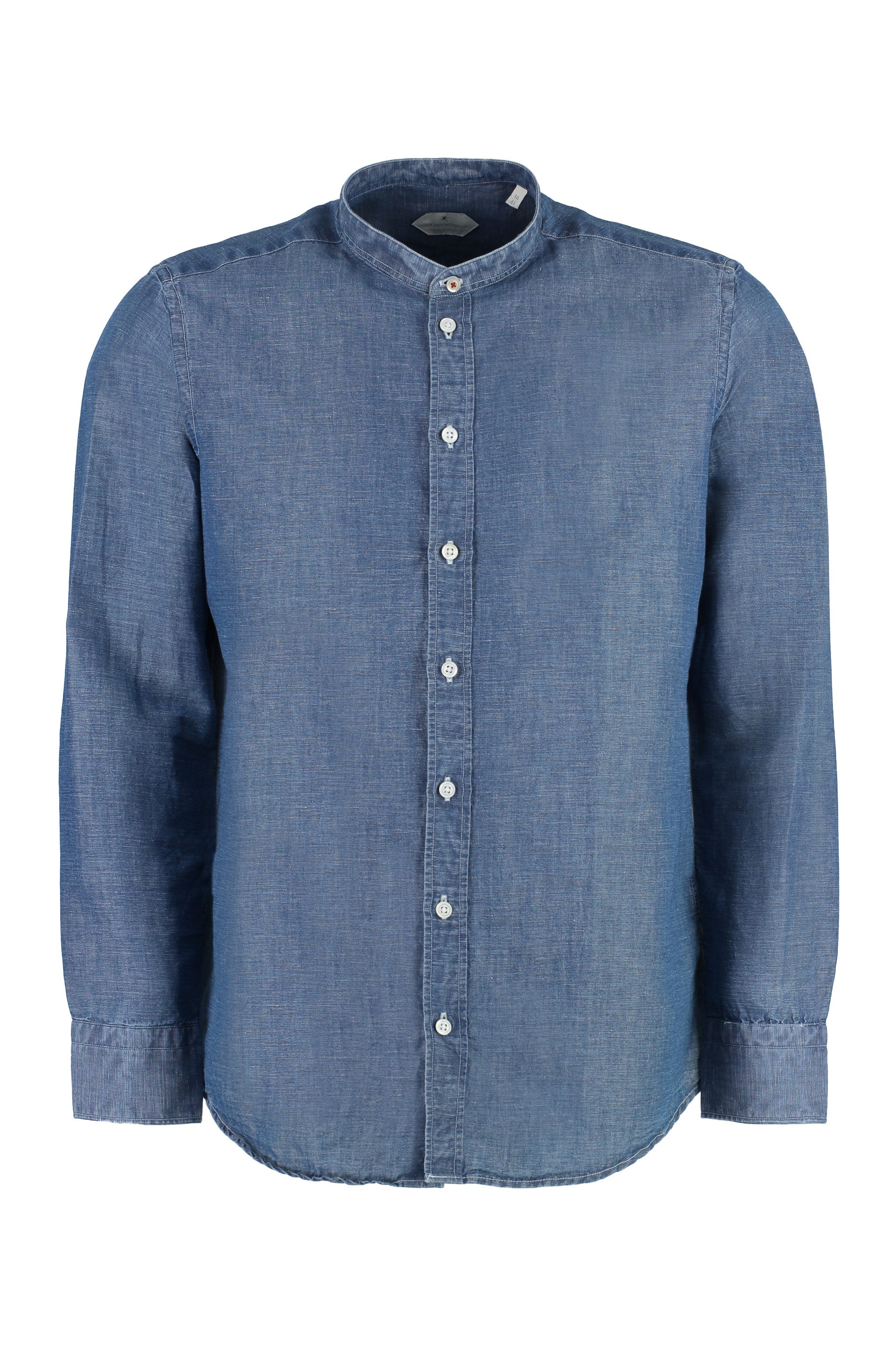 Bastoncino Denim Cotton with Asymmetric Hem Shirt — Blue by Bastoncino