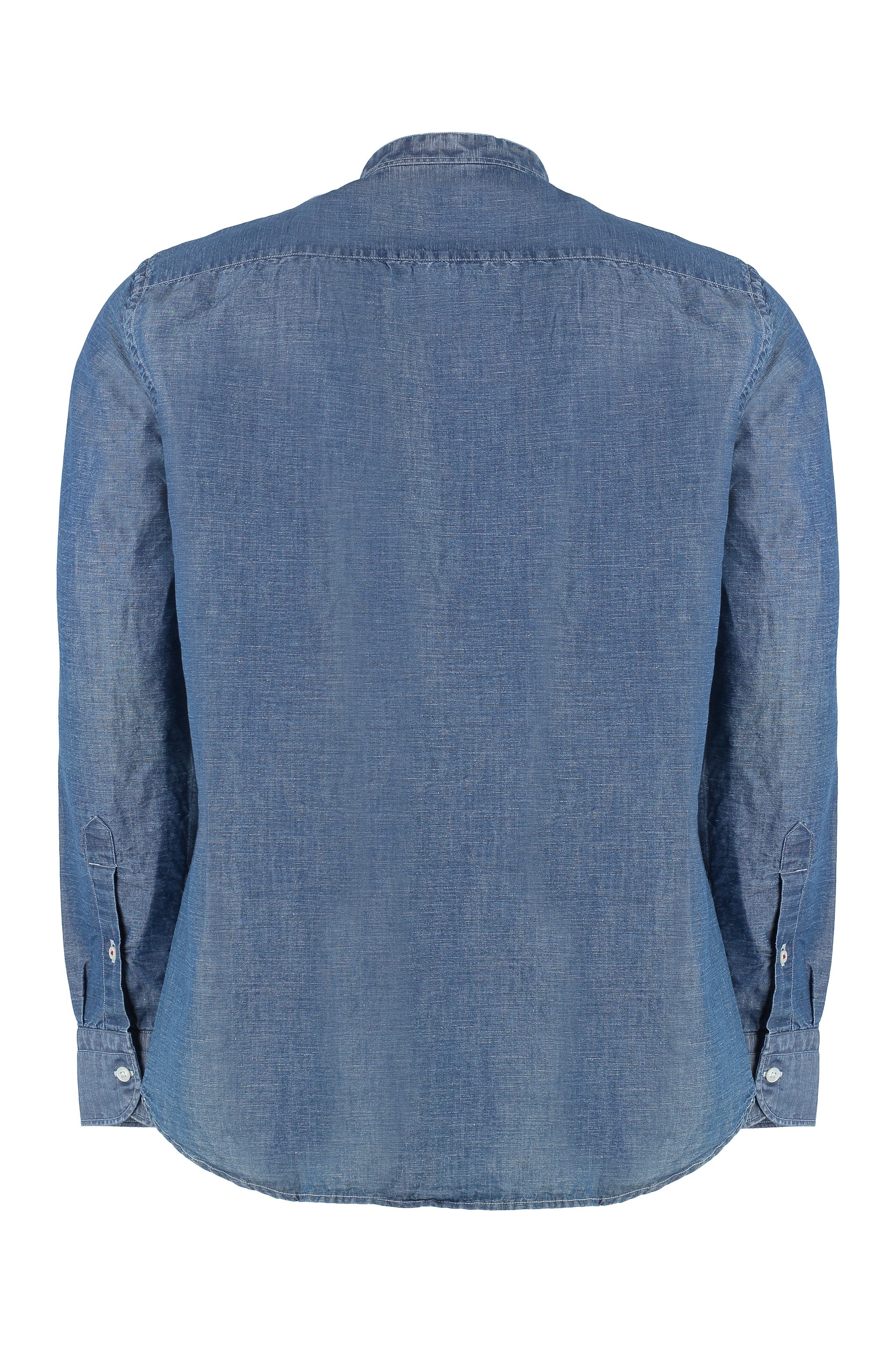 Bastoncino Denim Cotton with Asymmetric Hem Shirt — Blue, view 2