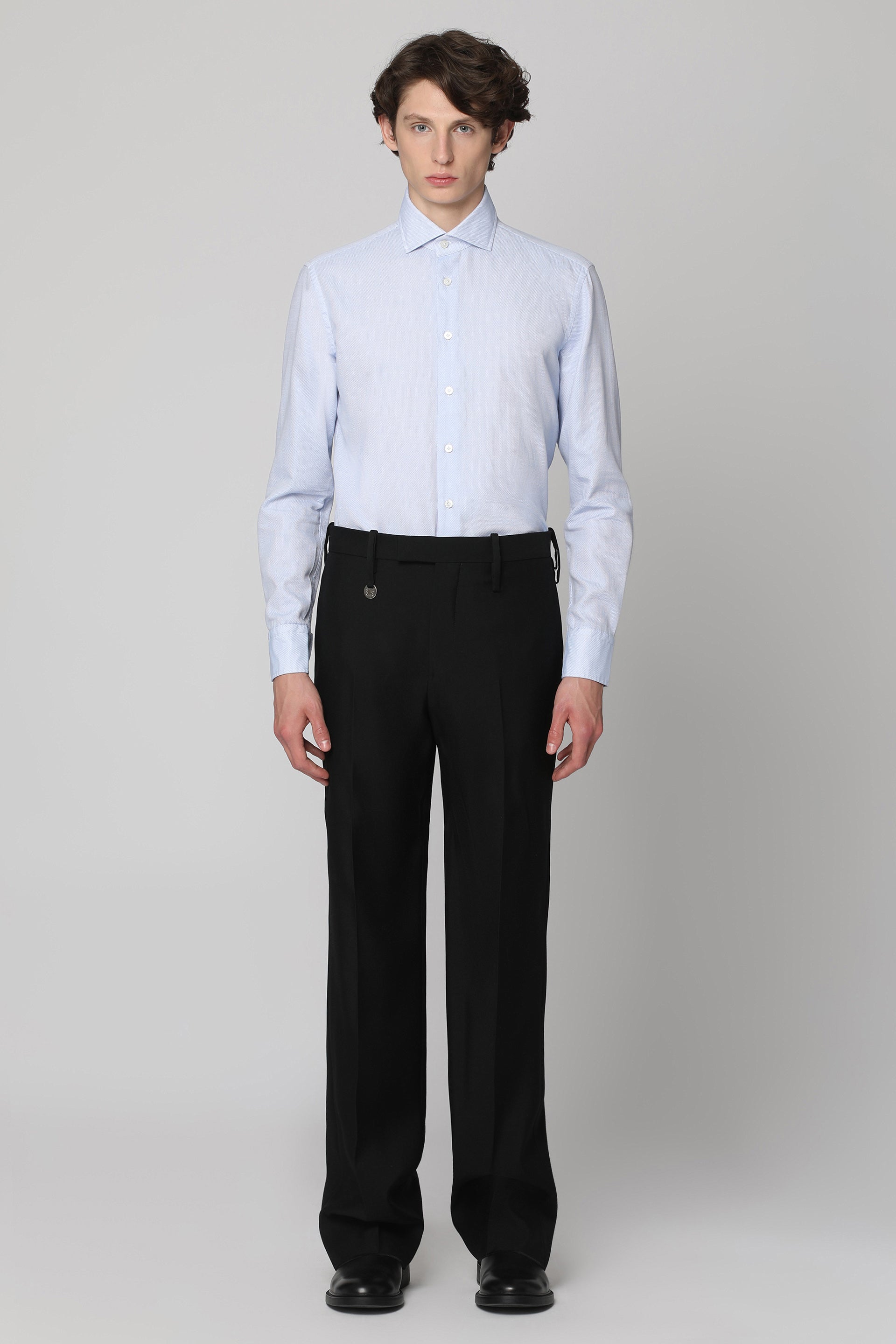 Bastoncino Textured Cotton Shirt — Blue, view 3