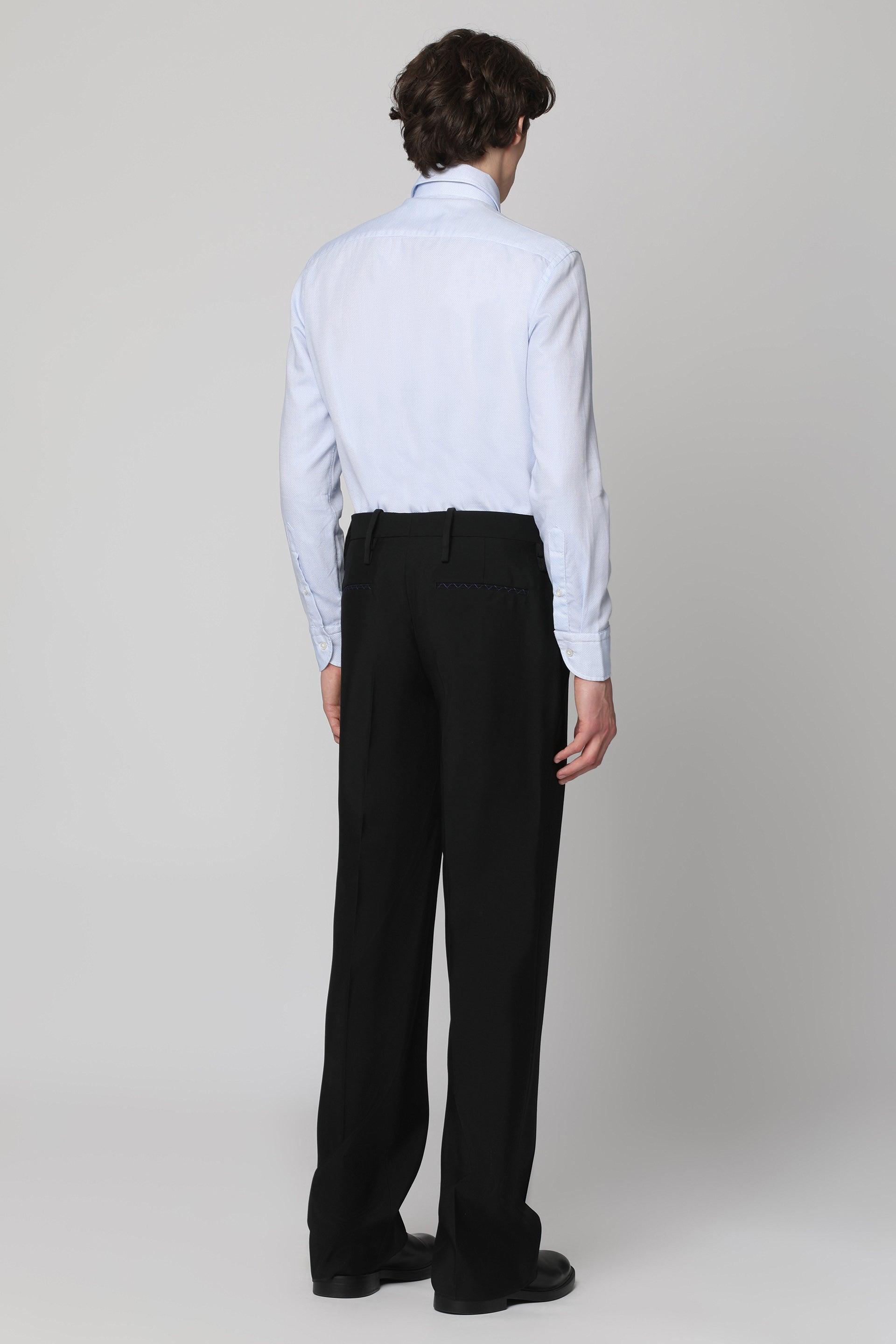 Bastoncino Textured Cotton Shirt — Blue, view 4