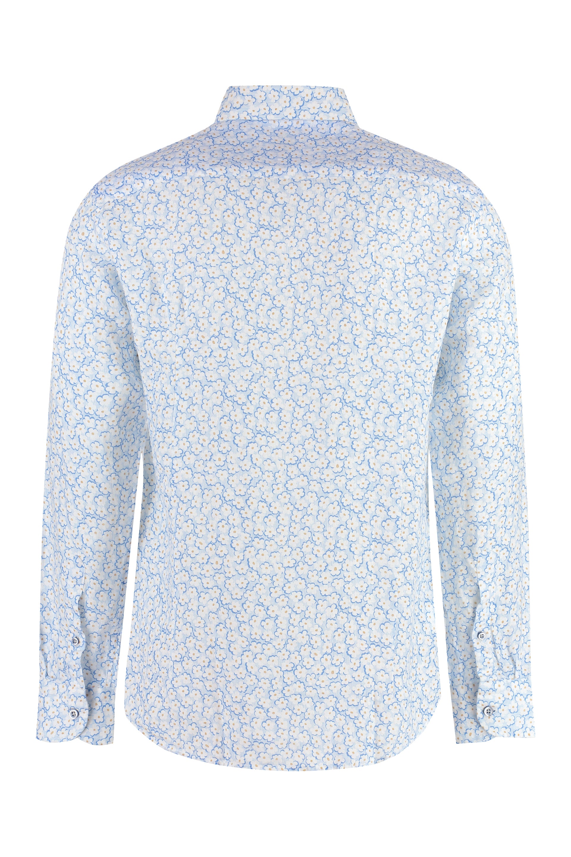 Bastoncino Floral-Printed Cotton Shirt — Blue, view 2