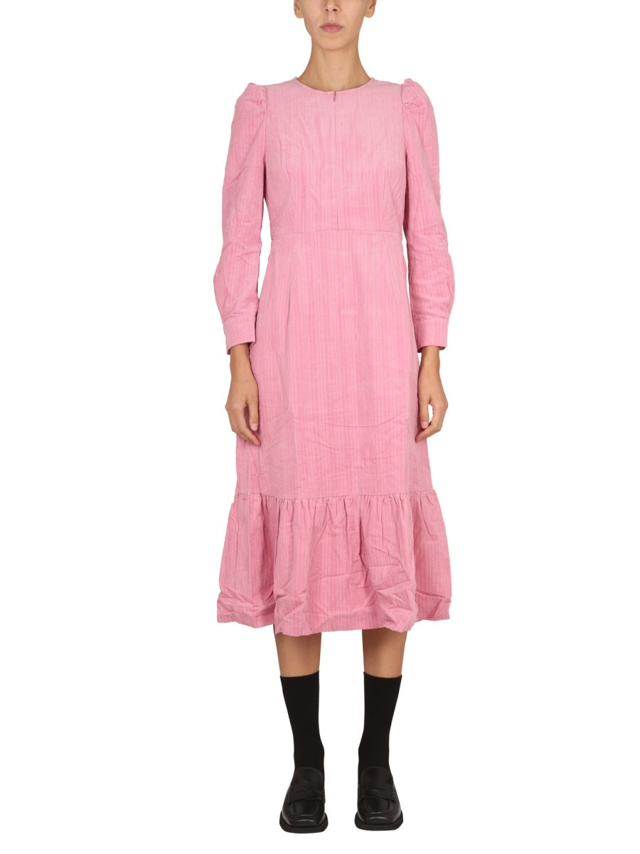 Baum Und Pferdgarten Cotton With Necklace Detail Midi Dress — Pink, view 4