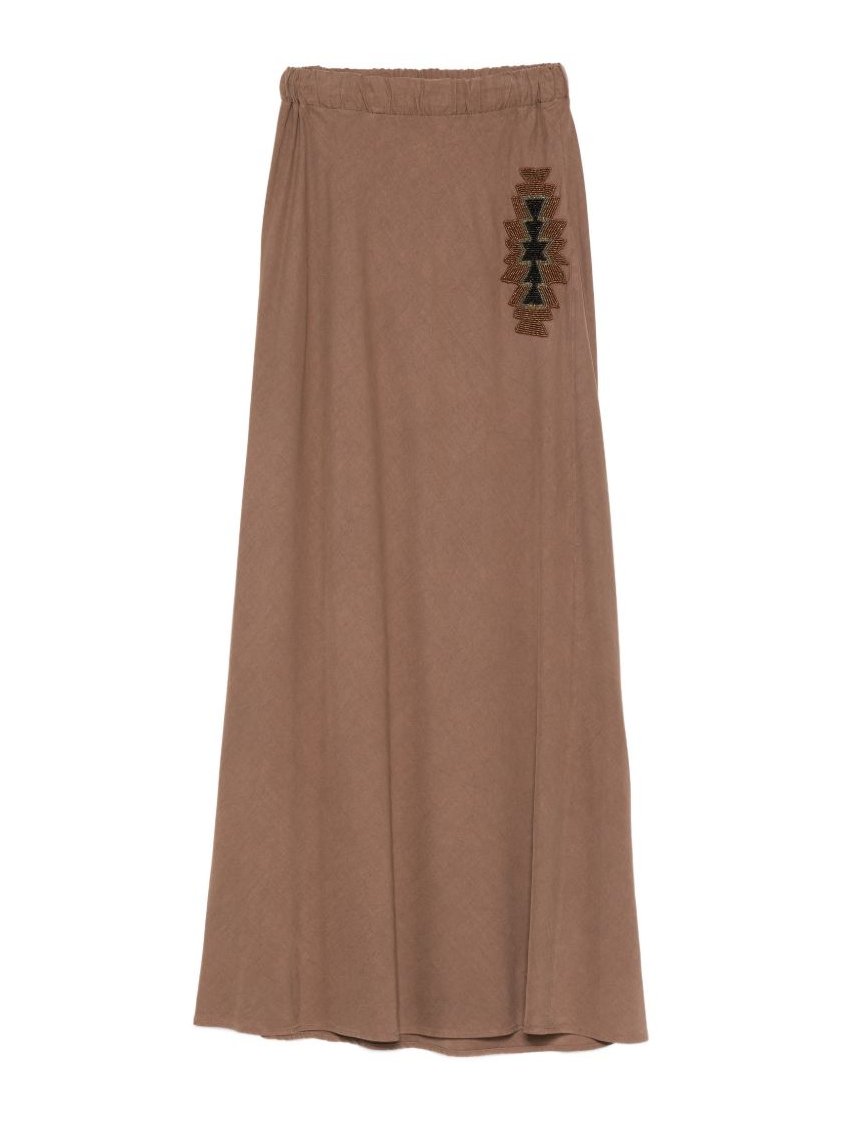 Bazar Deluxe Embroidered Maxi Skirt — Brown by Bazar Deluxe