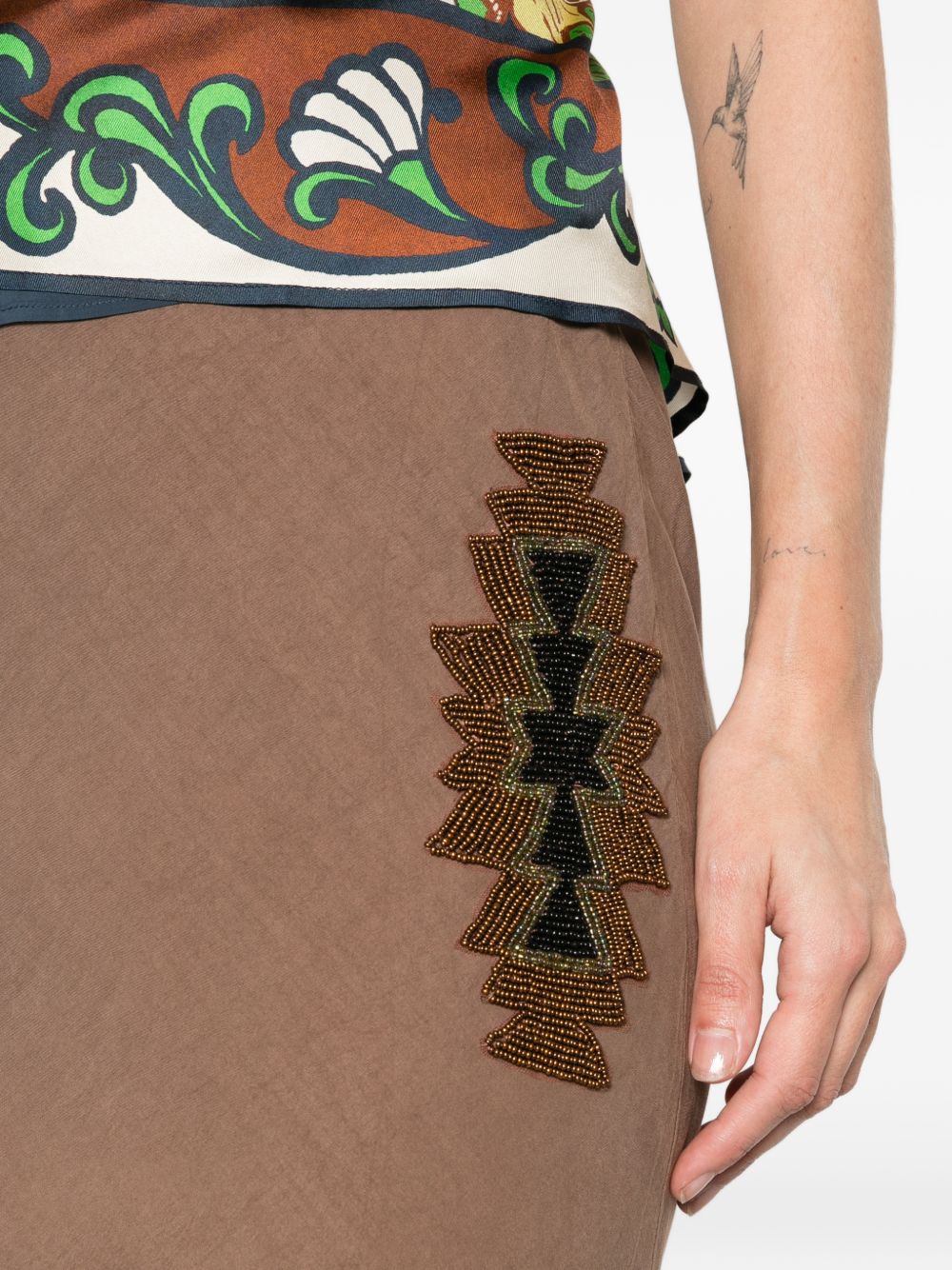 Bazar Deluxe Embroidered Maxi Skirt — Brown, view 2