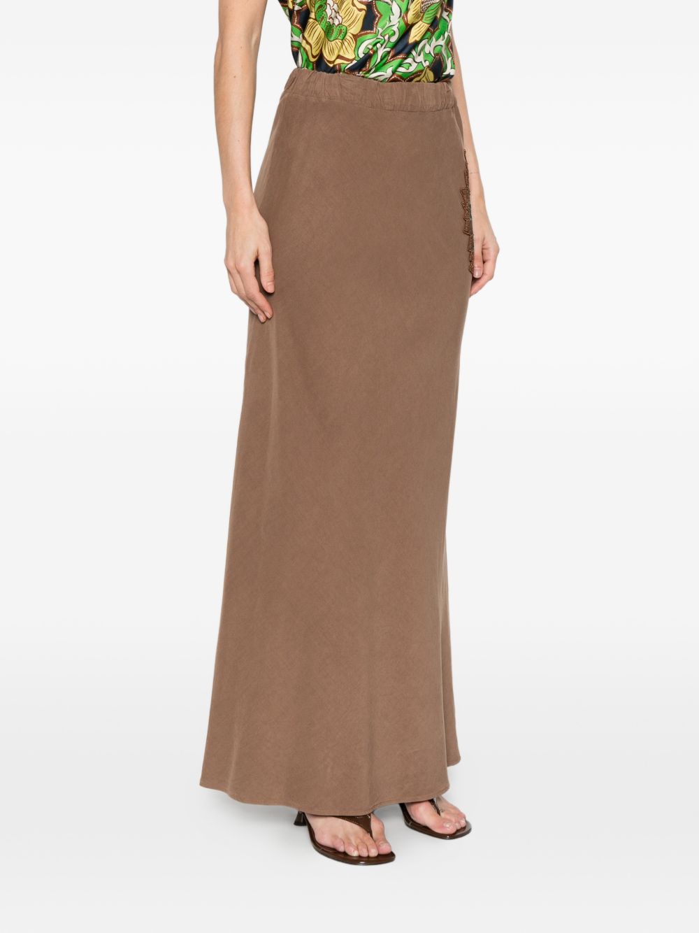 Bazar Deluxe Embroidered Maxi Skirt — Brown, view 5
