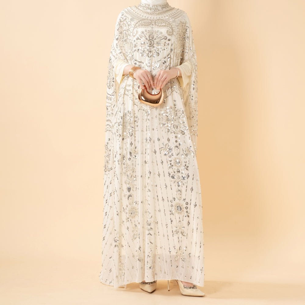 Beaded Sequin Embroidered Batwing Abaya(MA451) by Mariam's Collection