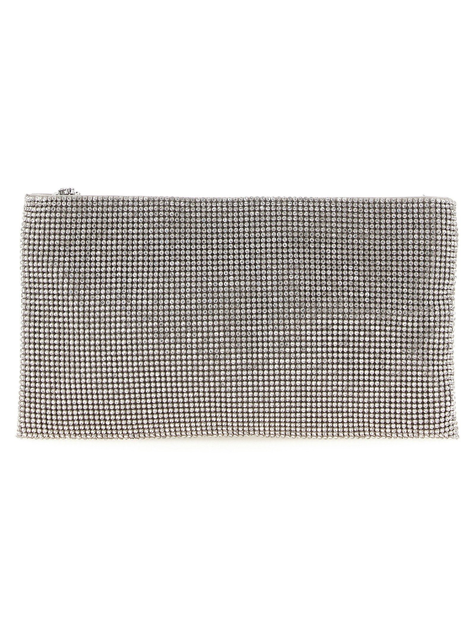 Benedetta Bruzziches Crystal-Embellished Mesh Clutch — Silver by Benedetta Bruzziches