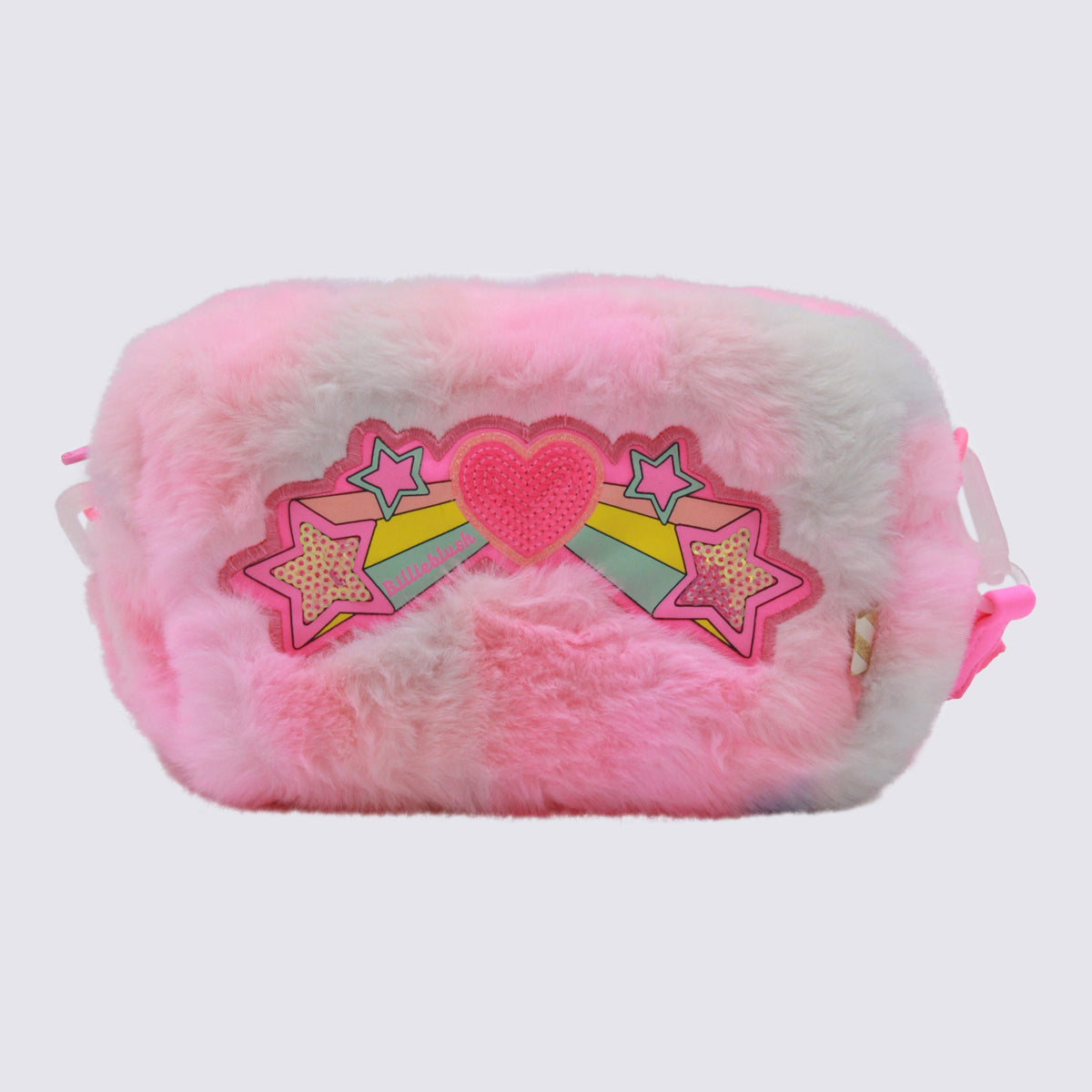 Billieblush Plush Faux Fur with Stars & Hearts Patch Mini Bag — Pink by Billieblush