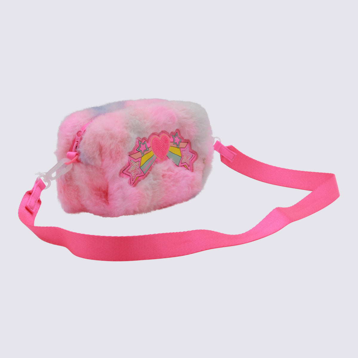 Billieblush Plush Faux Fur with Stars & Hearts Patch Mini Bag — Pink, view 2