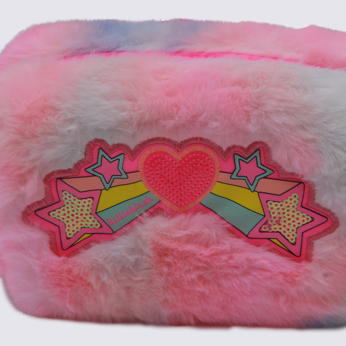 Billieblush Plush Faux Fur with Stars & Hearts Patch Mini Bag — Pink, view 4
