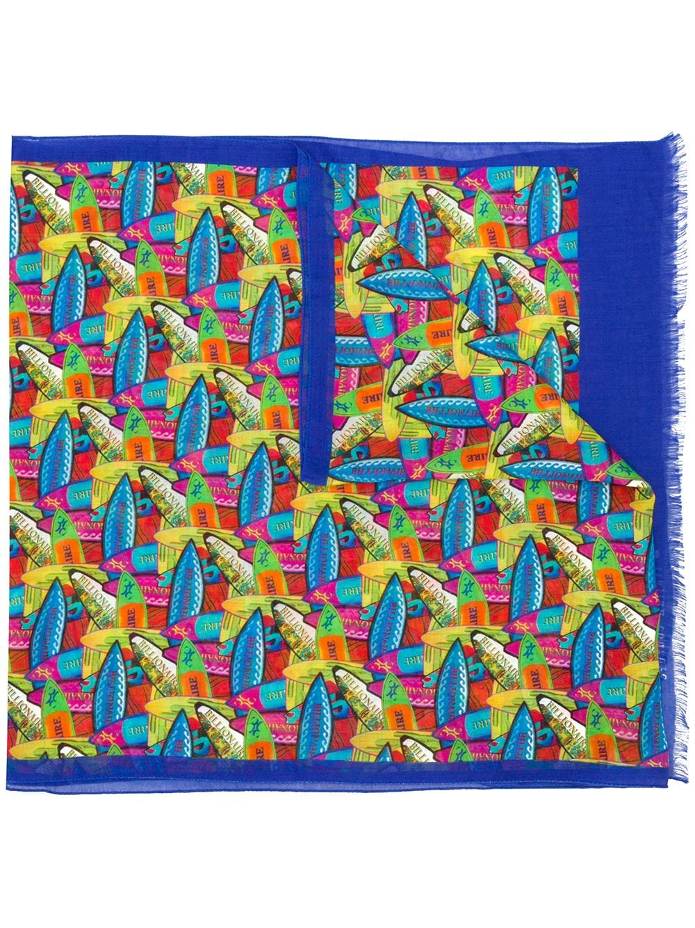 Billionaire Surf Board Print Silk Blend Scarf — Multicolour, view 2