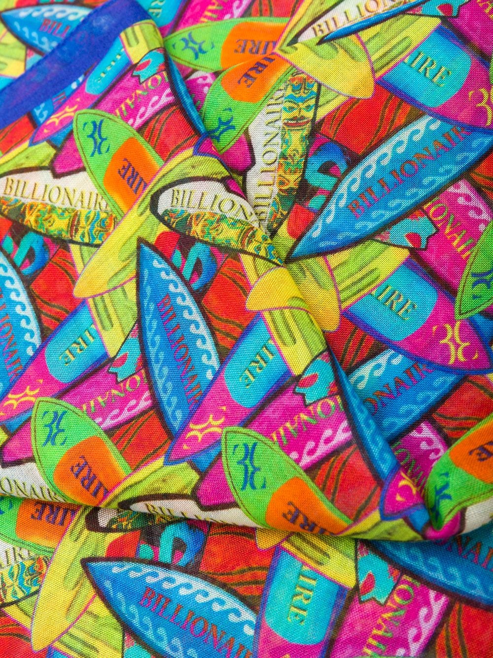 Billionaire Surf Board Print Silk Blend Scarf — Multicolour, view 3
