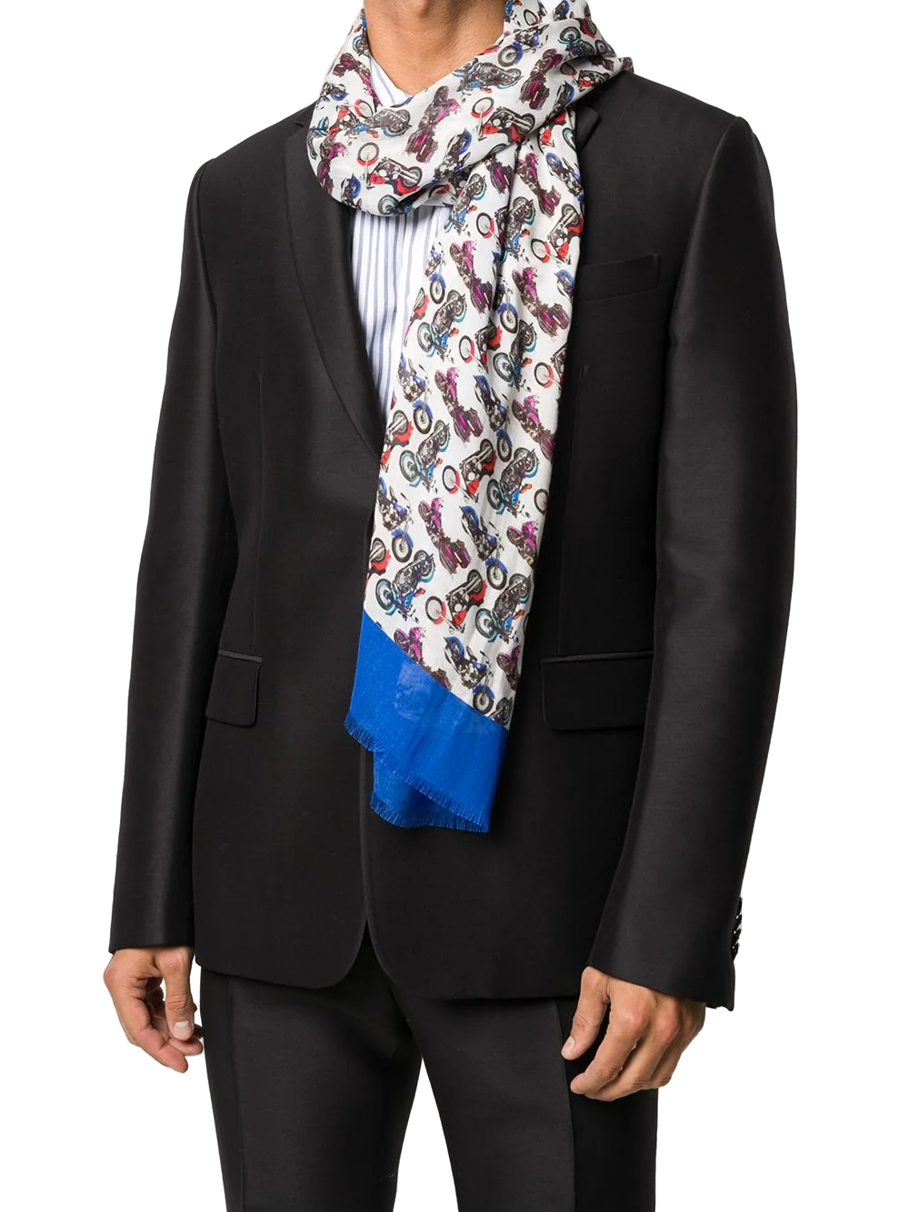 Billionaire Motorbike Print Scarf — White, view 2