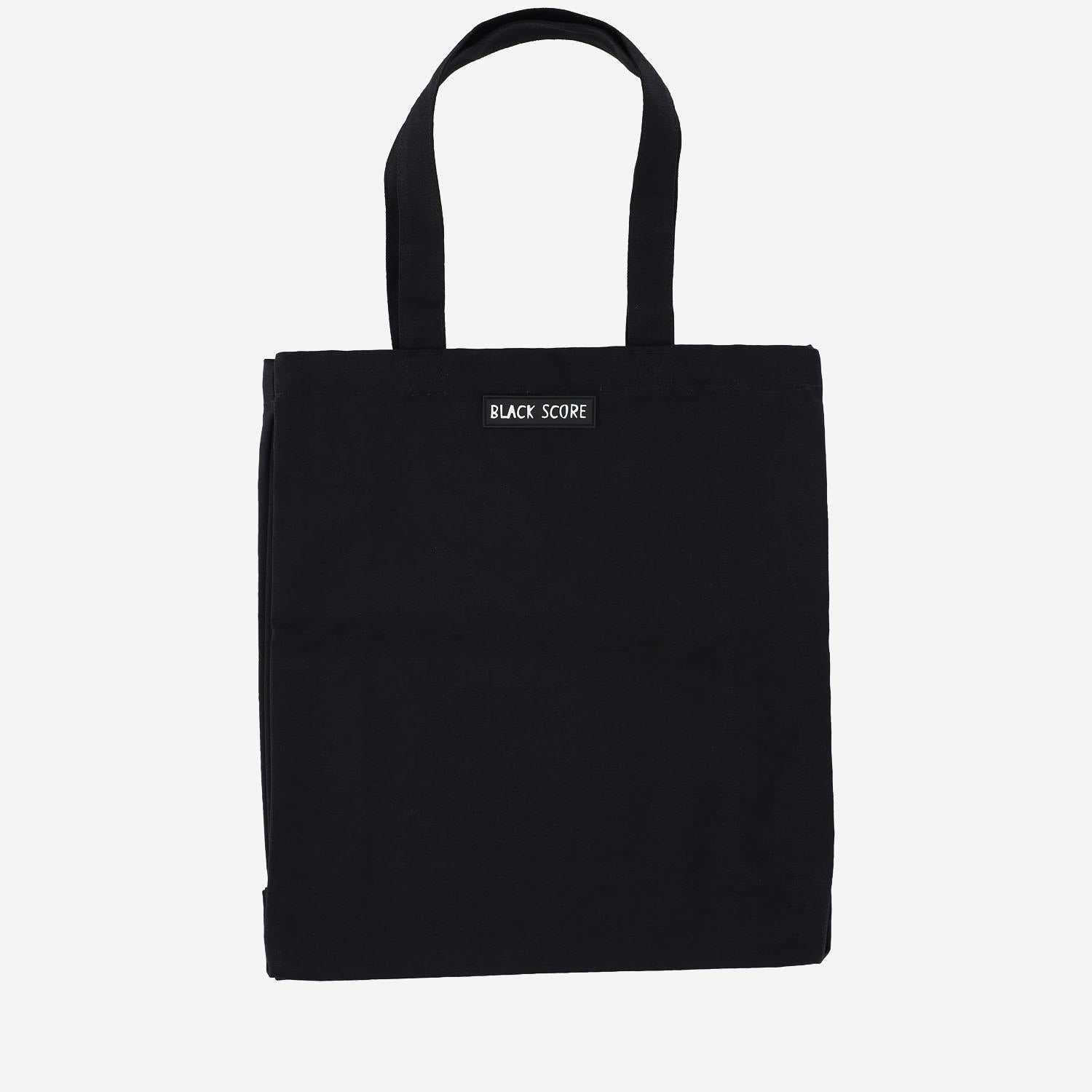 Black Score Graphic-Print Cotton Tote Bag — Black, view 3