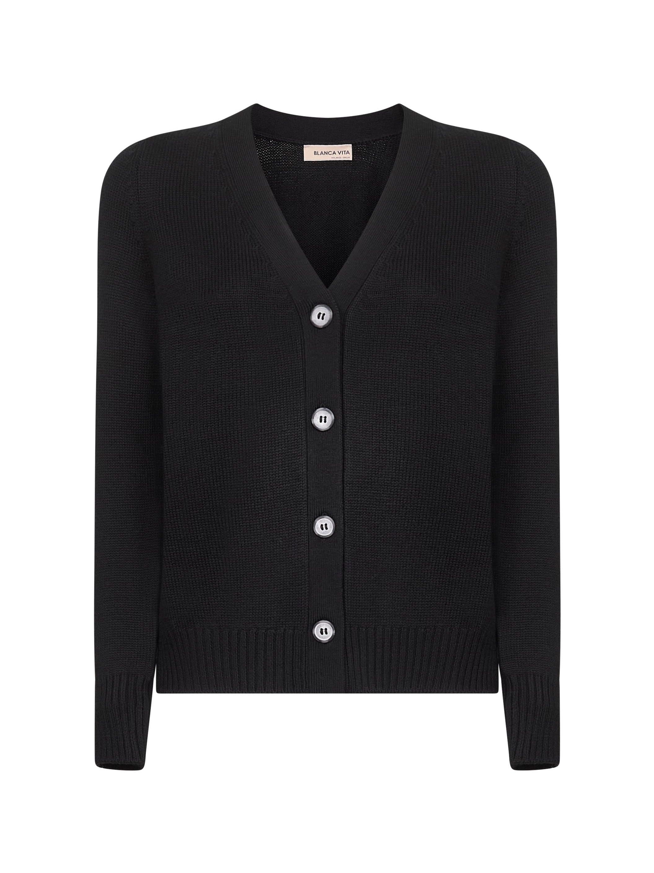 Blanca Vita Virgin Wool Cardigan — Black by Blanca Vita