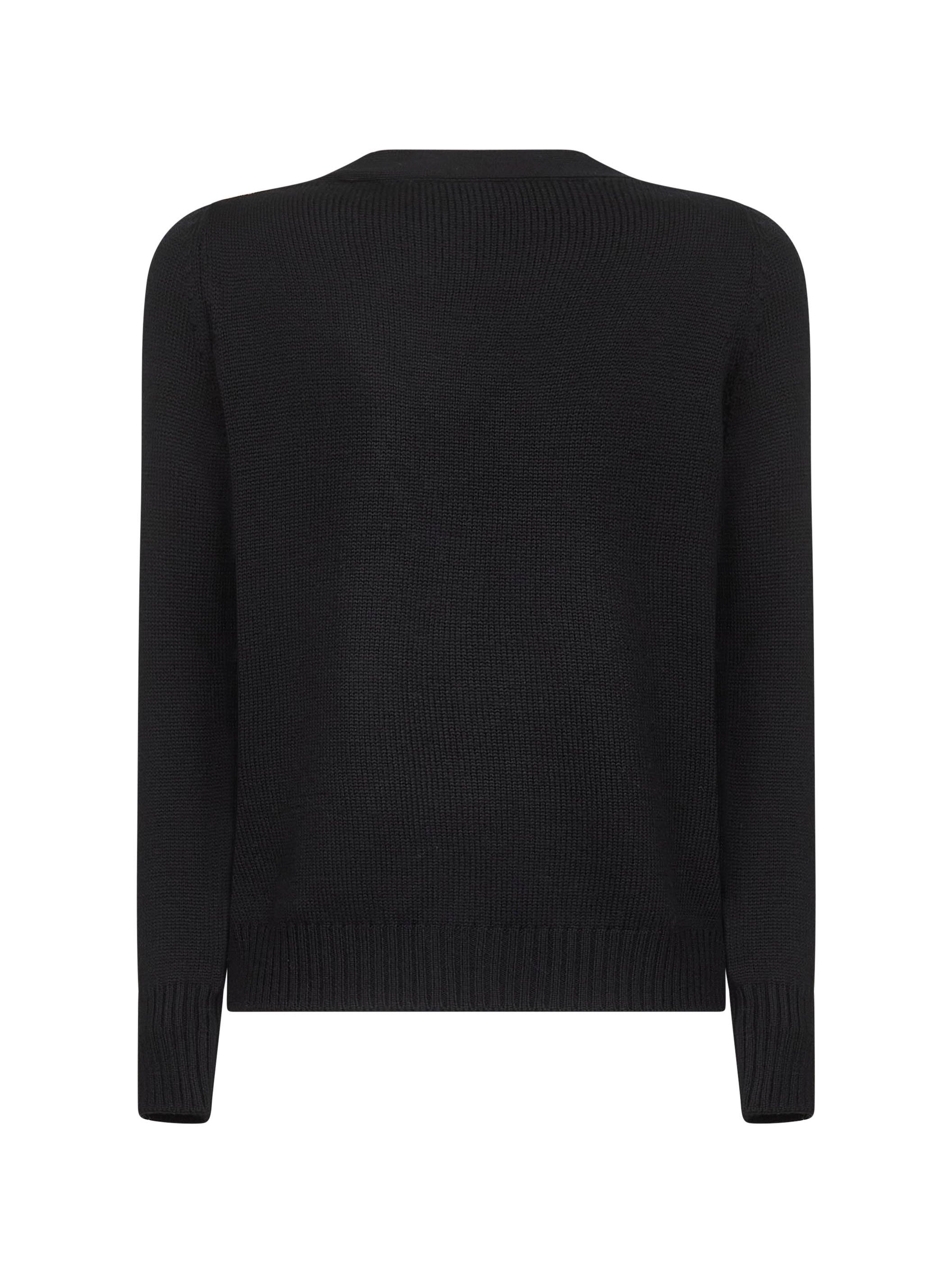 Blanca Vita Virgin Wool Cardigan — Black, view 2
