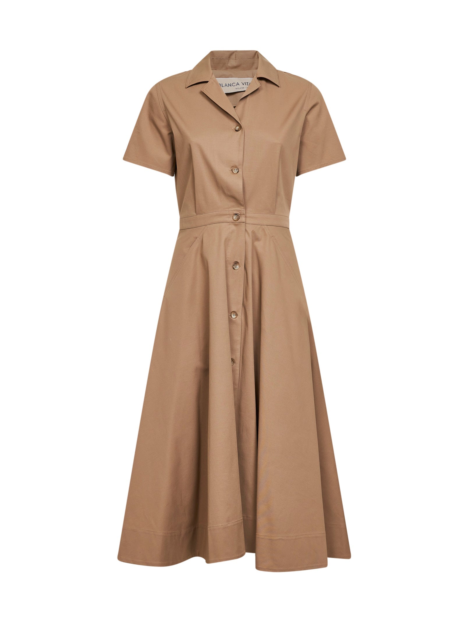 Blanca Vita Midi Shirt Dress — Camel by Blanca Vita