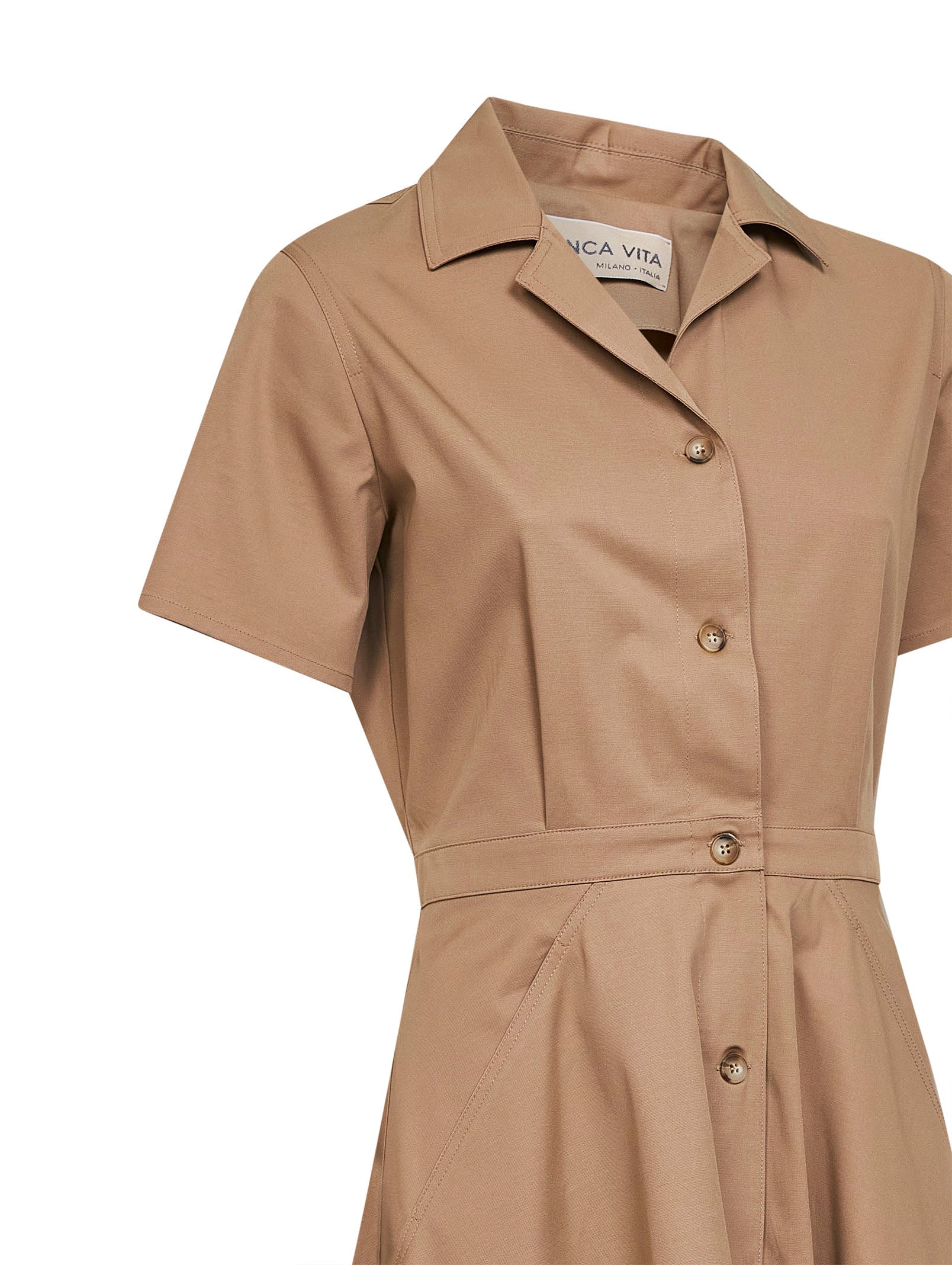 Blanca Vita Midi Shirt Dress — Camel, view 3