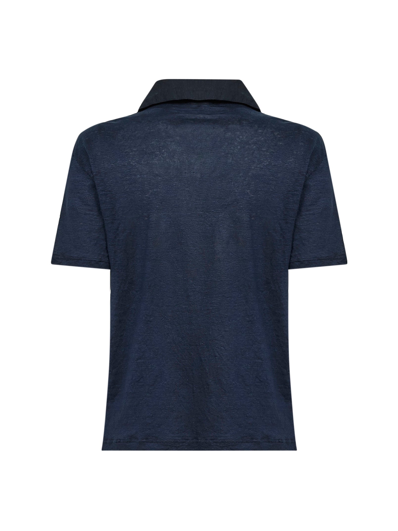 Blanca Vita Linen Polo Shirt — Blue, view 2