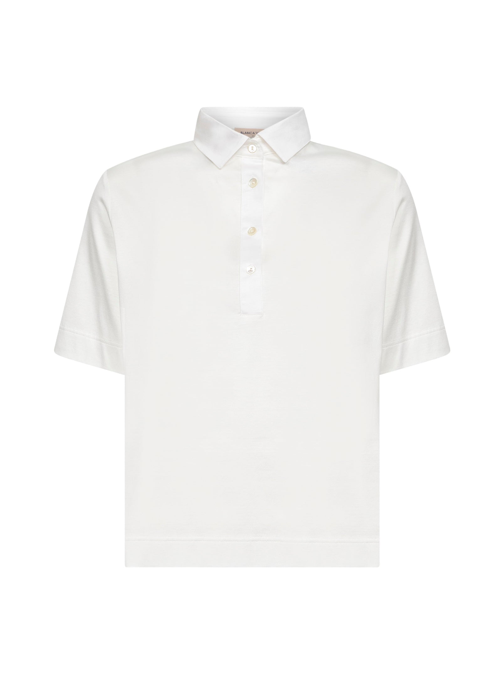 Blanca Vita Cotton Jersey Polo Shirt — White by Blanca Vita
