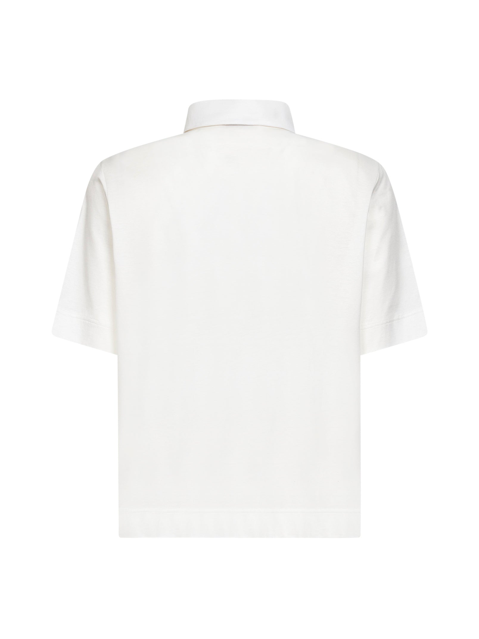 Blanca Vita Cotton Jersey Polo Shirt — White, view 2