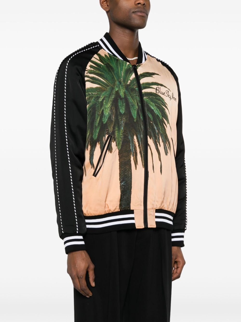 Blue Sky Inn Palm-Graphic Padded Jacket — Black, view 4